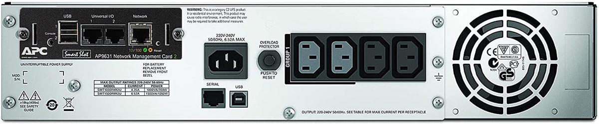 APC Smart-UPS 1500VA LCD RM UPS Rack AC 230V 1000Watt 1500VA Ethernet RS-232 USB oc 4 2U BK with APC UPS Network Management Card