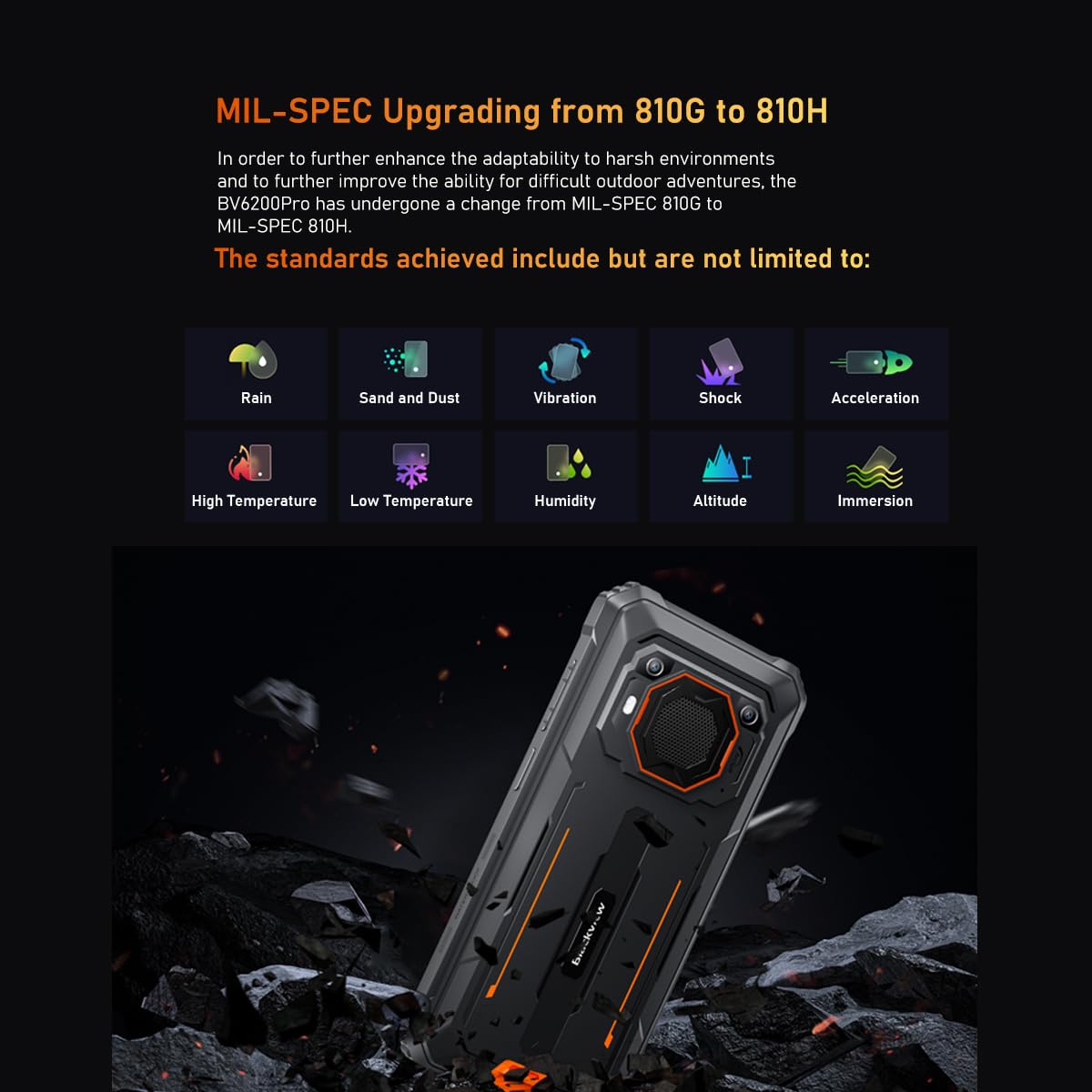 Blackview BV6200 Pro (Double Sim - 128 Go, 6 Go RAM - 13 000 mAh) Vert