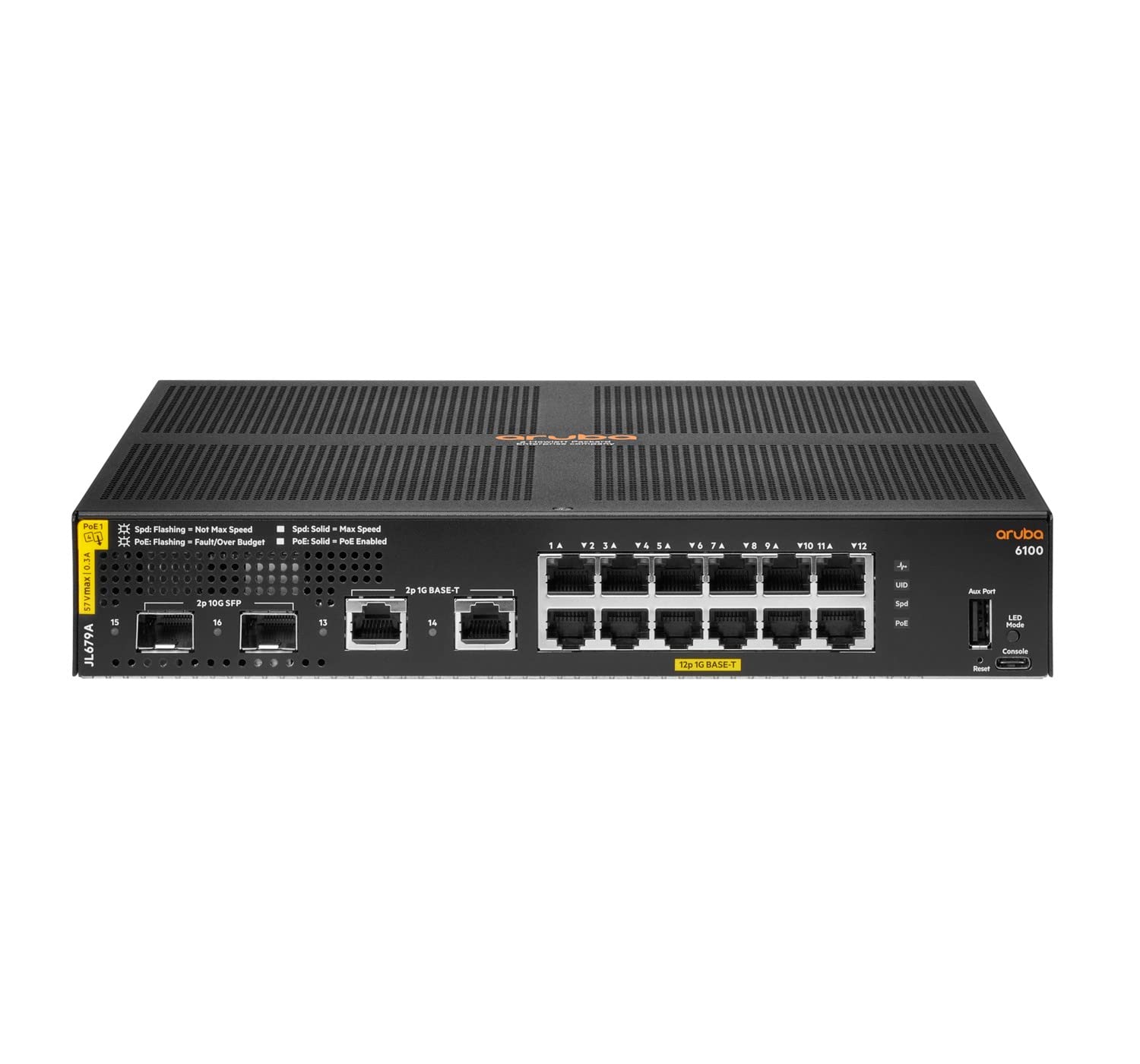 HPE Aruba 6100 12G Class4 PoE 2G/2SFP+ 139W Switch