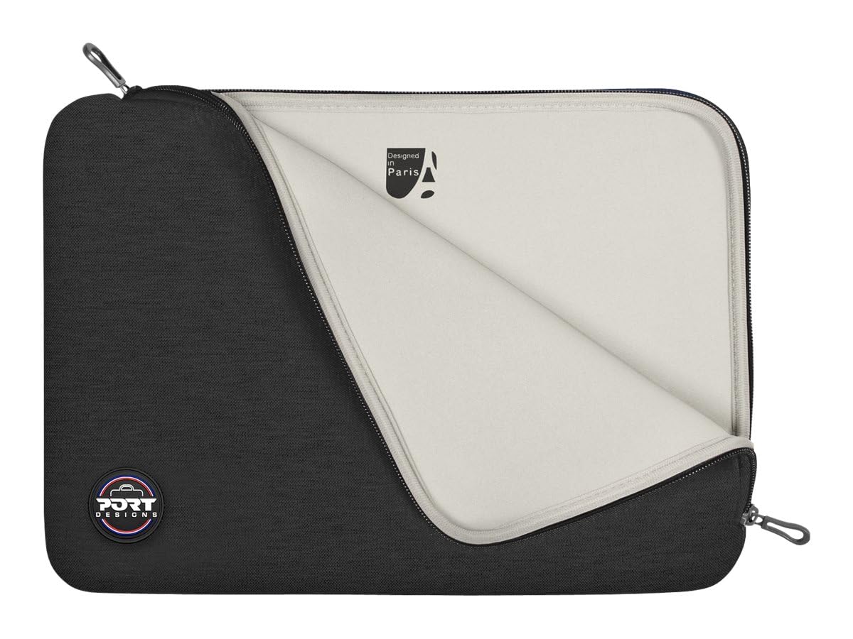 PORT DESIGNS Trendy Cotton Neoprene Laptop Sleeve 15.6p L-shaped opening for easy access Stretchy cotton neoprene material Black
