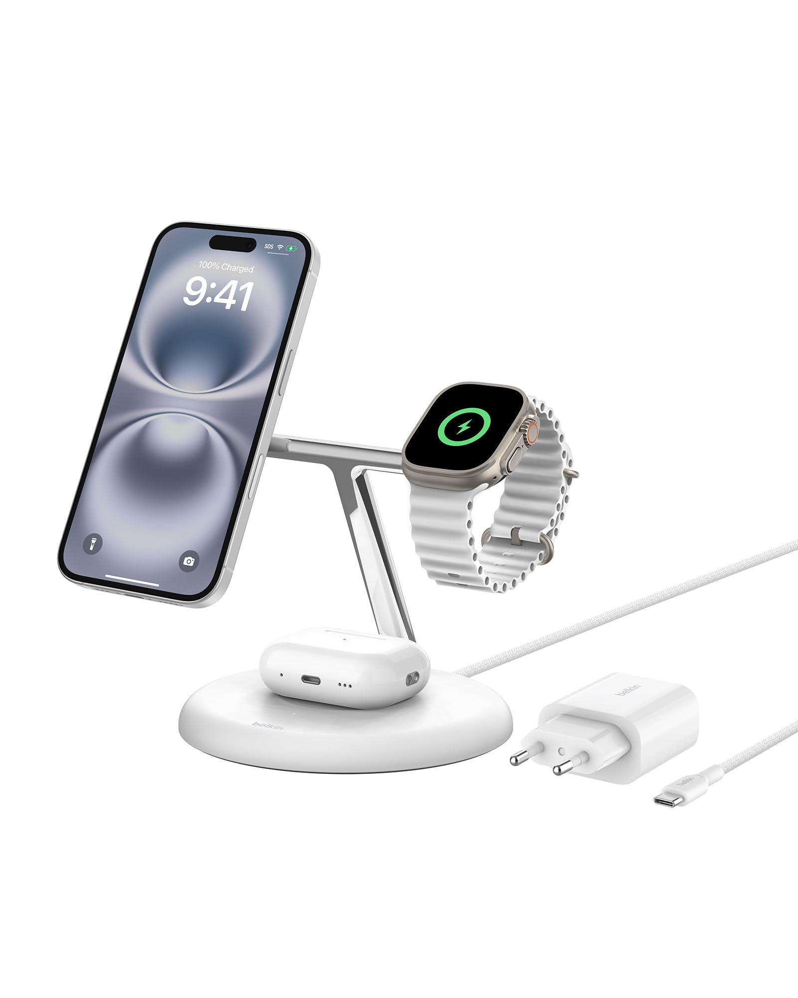 BELKIN BOOST CHARGE PRO 3in1 Qi2 15w Magnetic Adjustable Charging Stand