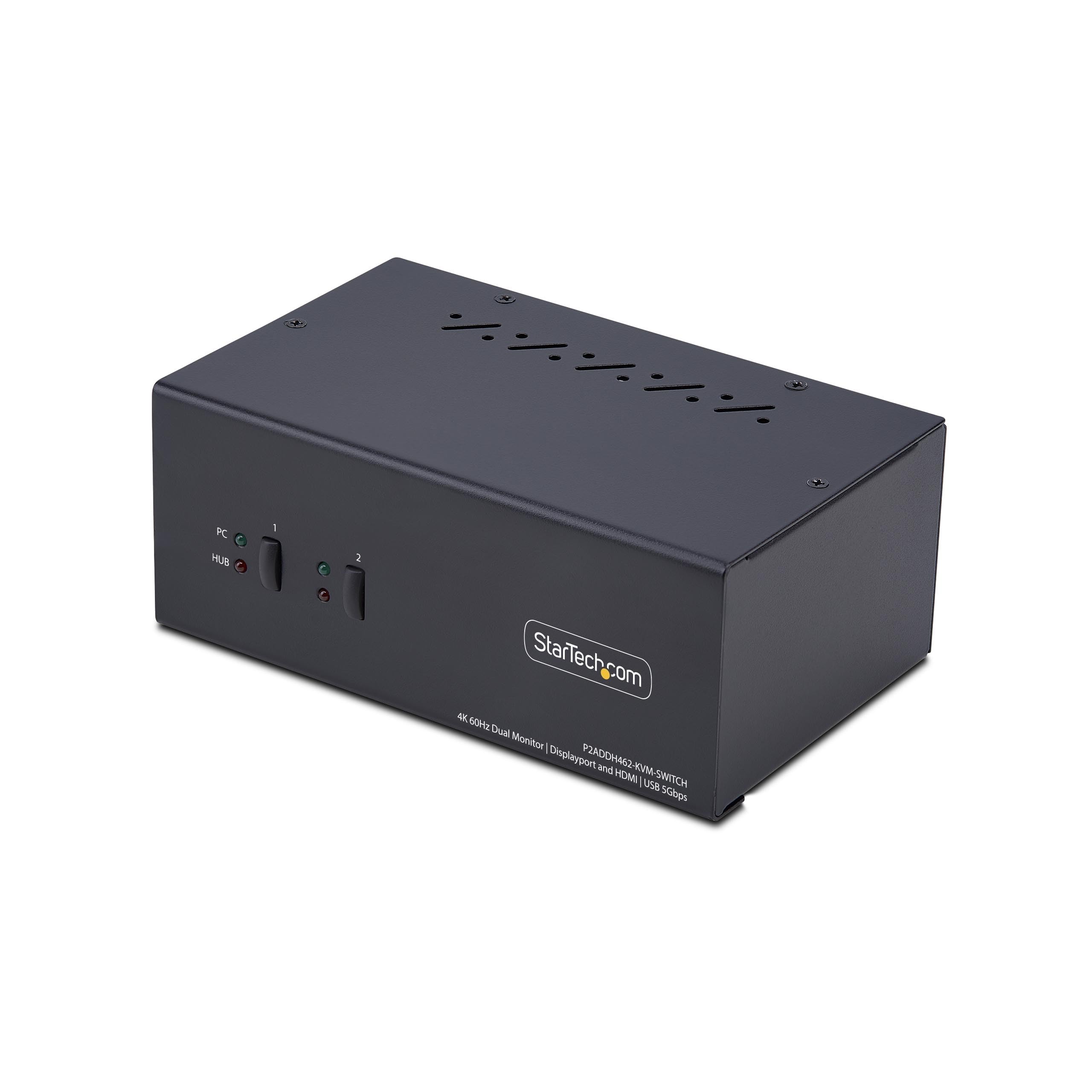 2-Port Dual-Monitor DP+HDMI KVM Switch