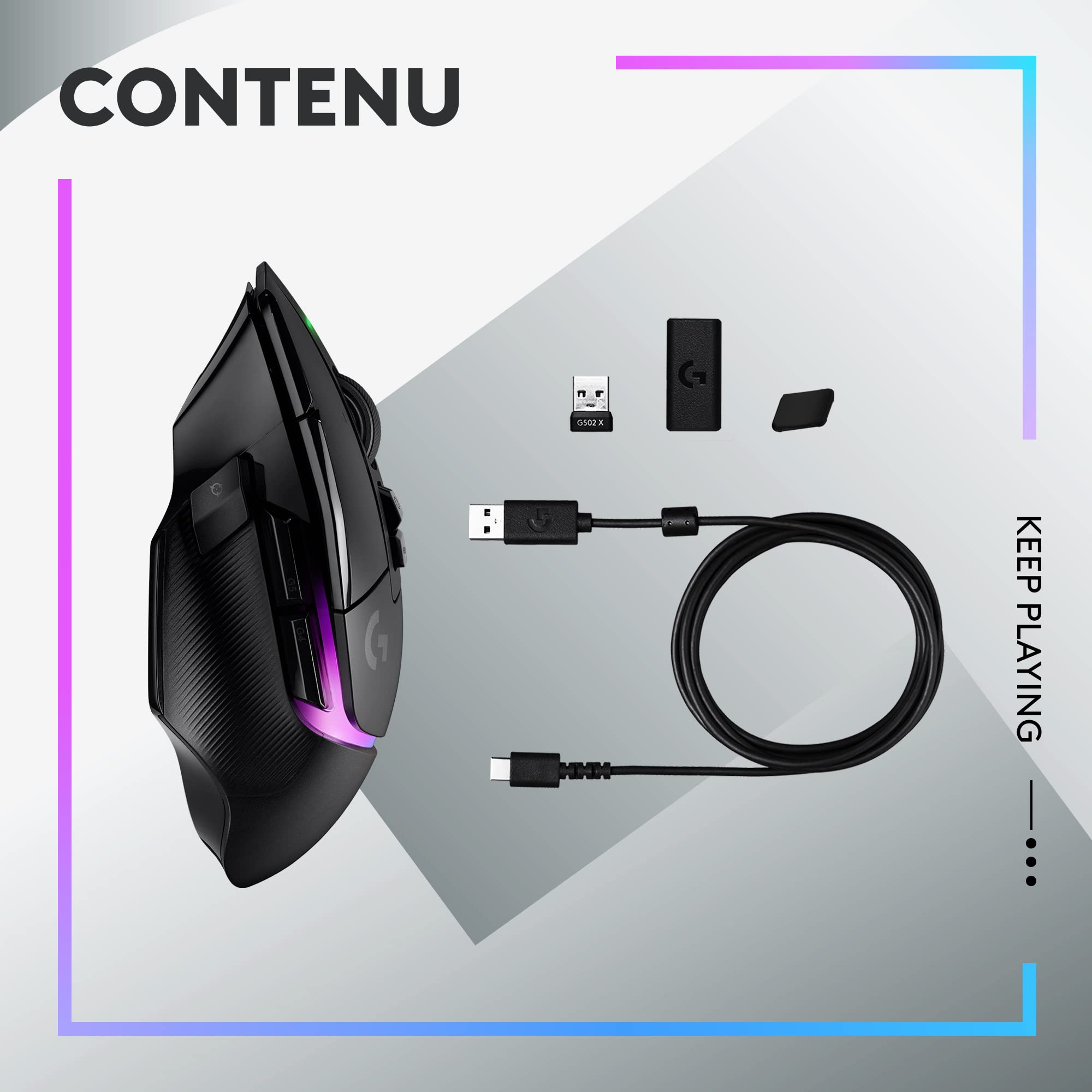 LOGITECH G G502 X PLUS Mouse optical wireless 2.4 GHz USB LOGITECH LIGHTSPEED receiver black