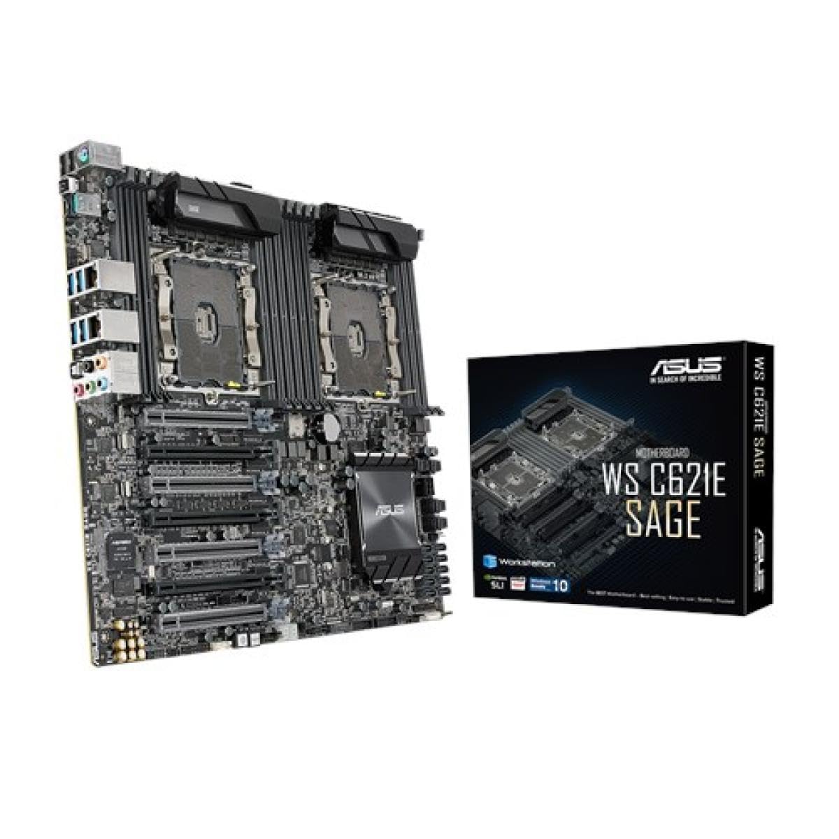 ASUS WS C621E SAGE LGA 3647 microATX business motherboard with Intel vPro support and enhanced security