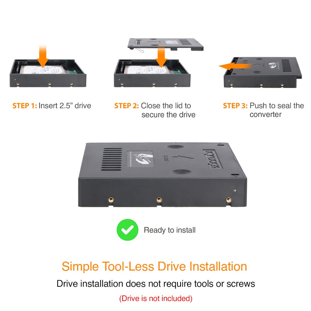 Convertisseur de DD et SSD 2.5" vers 3.5" - Fermeture Manu