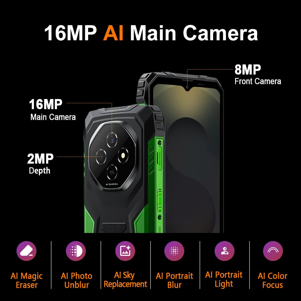 Blackview FORT 1 (6.56'' -  NFC - 256 Go, 6 Go de RAM - 10000mAh) Vert