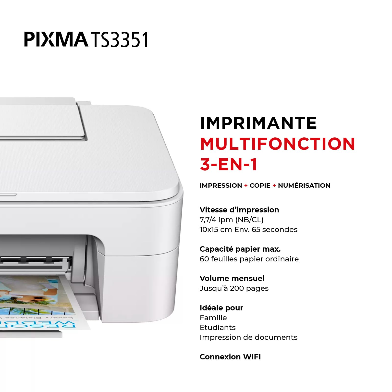 Canon PIXMA TS3351 Jet d'encre A4 4800 x 1200 DPI Wifi