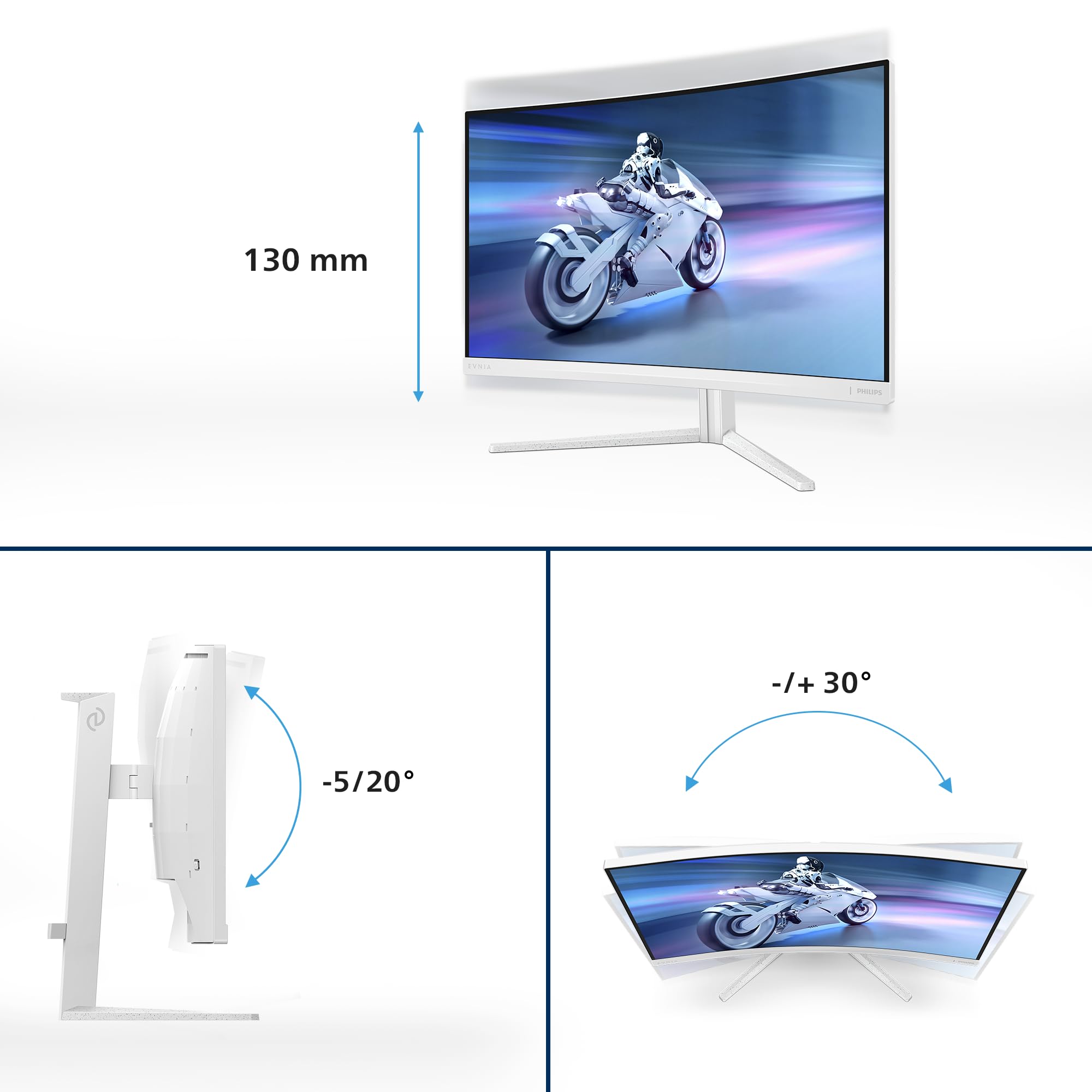 PHILIPS 31.5p 2560x1440 VA Curved 1500R 130mm EVNIA 5000 Ambiglow Curved QHD 2K 180Hz Fast VA 1ms GtG HDR10