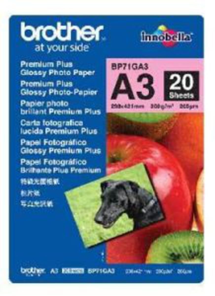 BROTHER BP-71GA3 brillant photo inkjet 260g/m2 A3 20 feuilles pack de 1