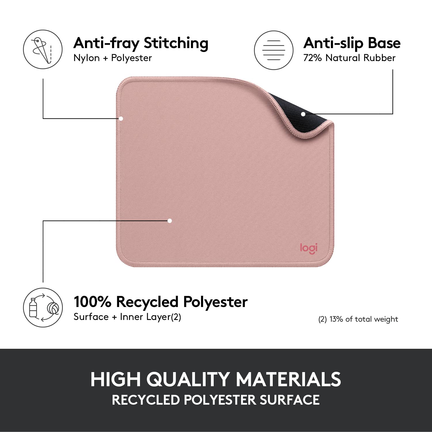 LOGITECH Desk Mat Studio Series Mouse pad dark rose