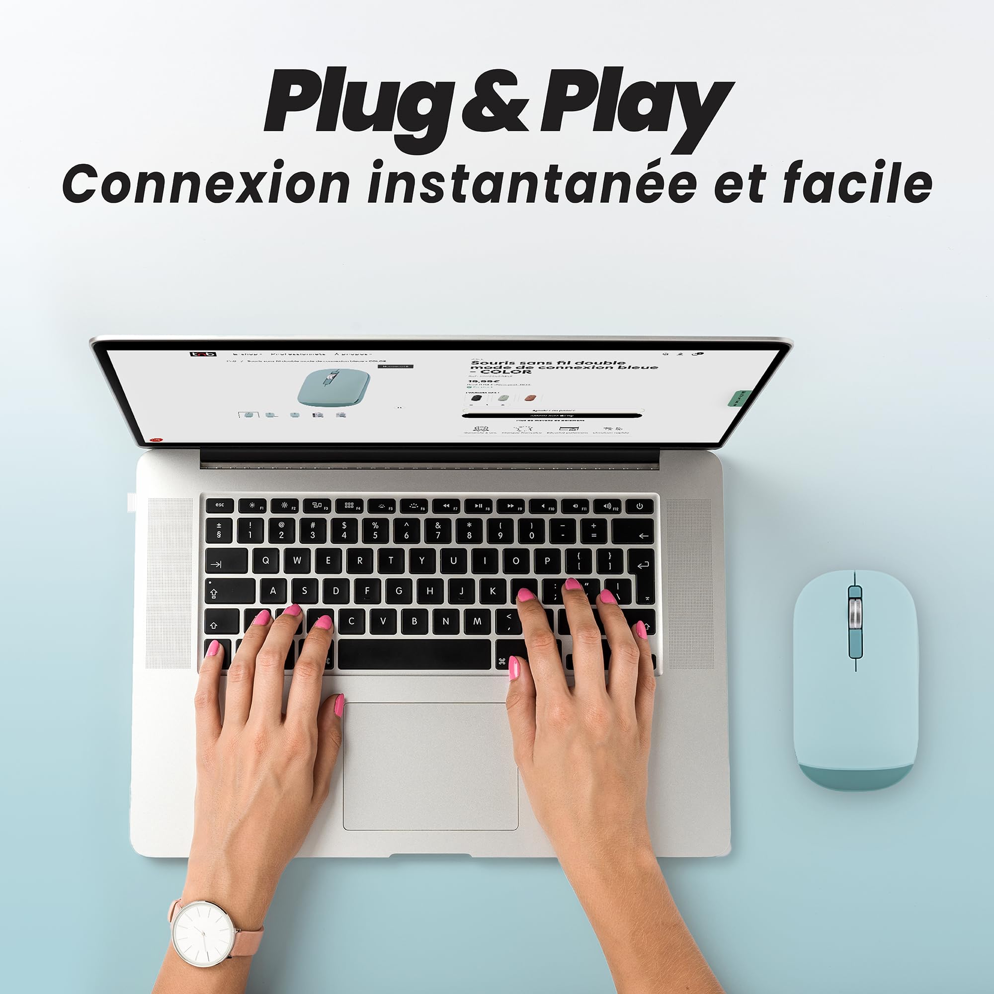 TNB COLOR - Souris sans fil double mode de connexion - bleu