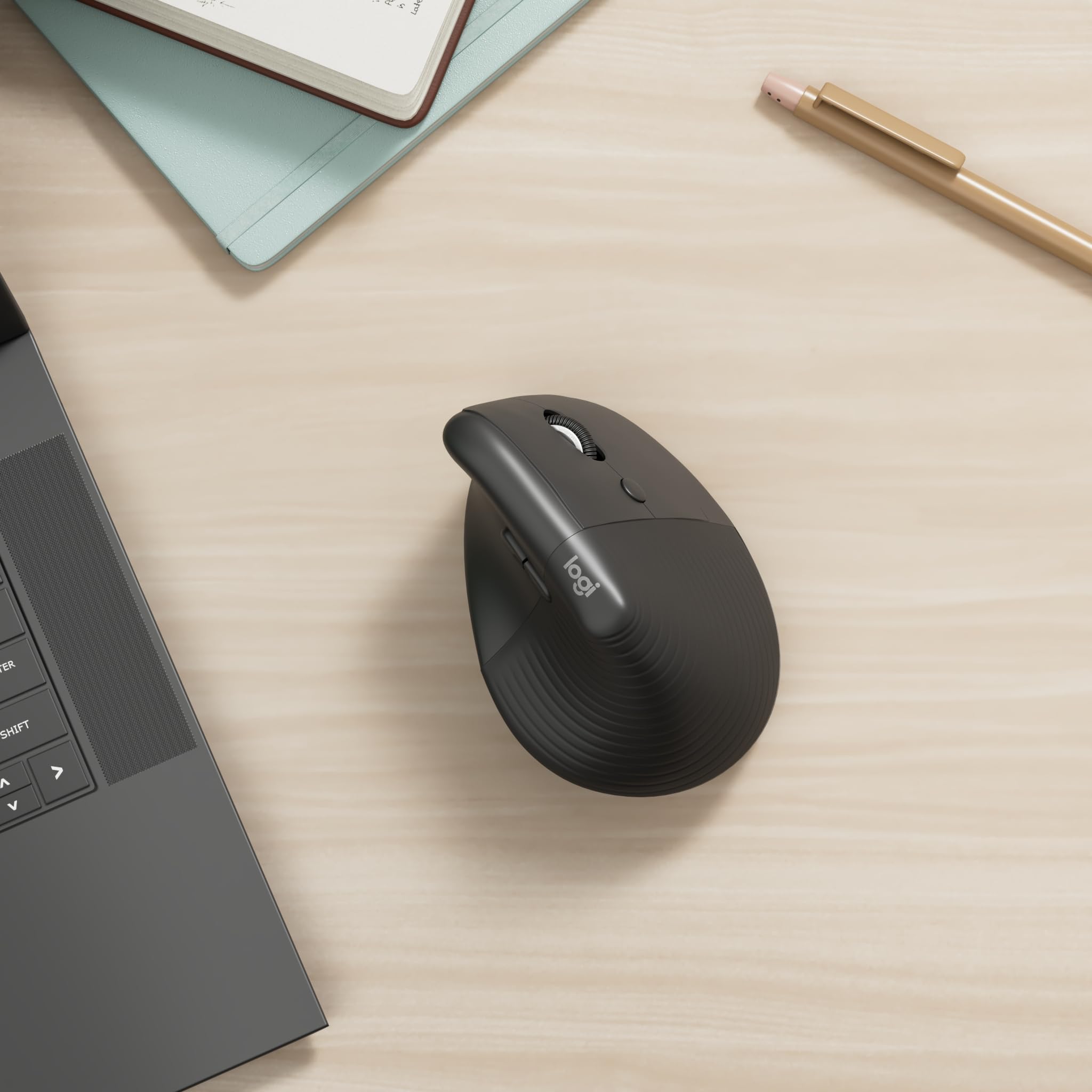 LOGITECH Lift for Business Vertical mouse ergonomic 6 buttons wireless Bluetooth 2.4 GHz Bolt USB receiver graphite