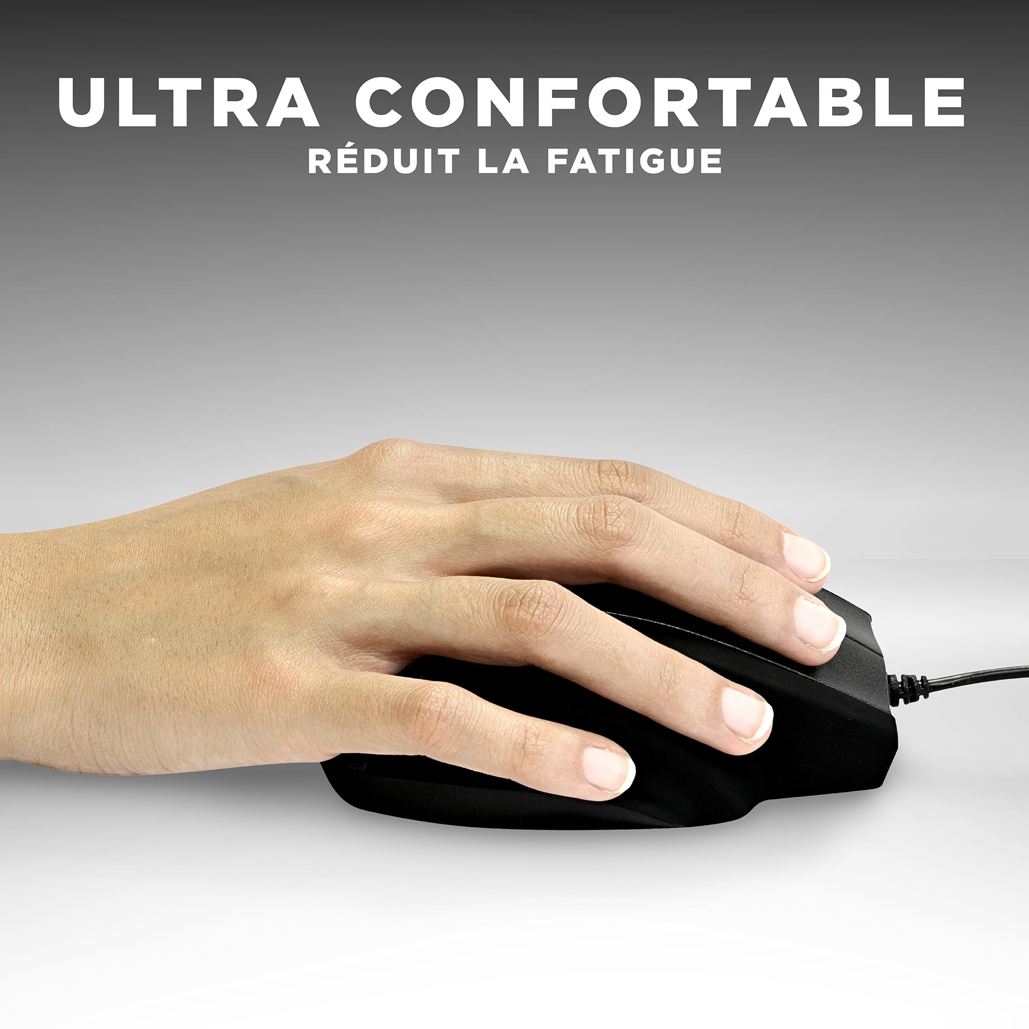 TNB ERGO Line Wired Ergonomic Mouse Black Optimized Design For Comfortable Use