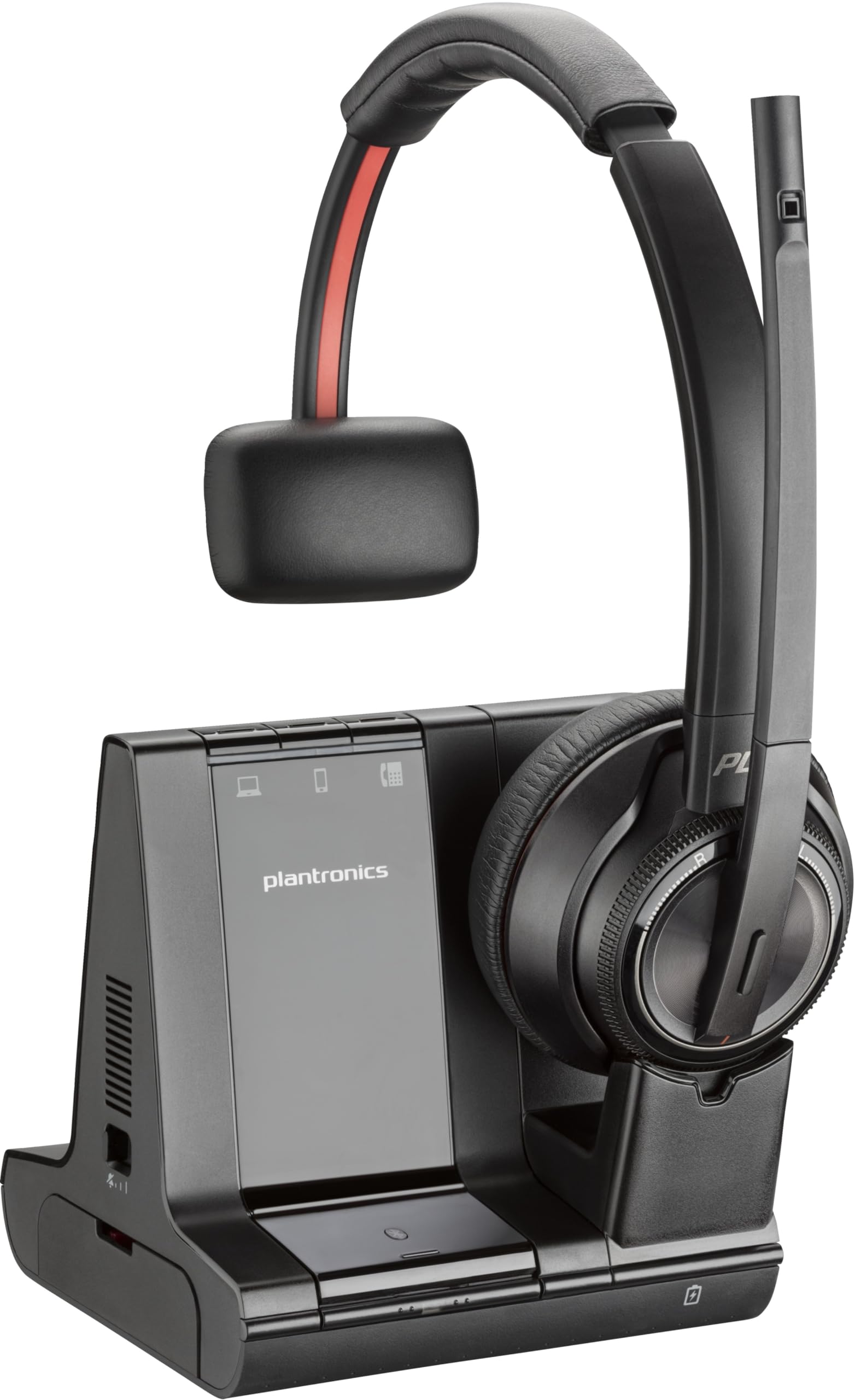 HP Poly Savi 8210 Office DECT 1880-1900 MHz Single Ear Headset Sans fil Arceau Bureau/Centre d'appels Bluetooth Socle de chargement Noir