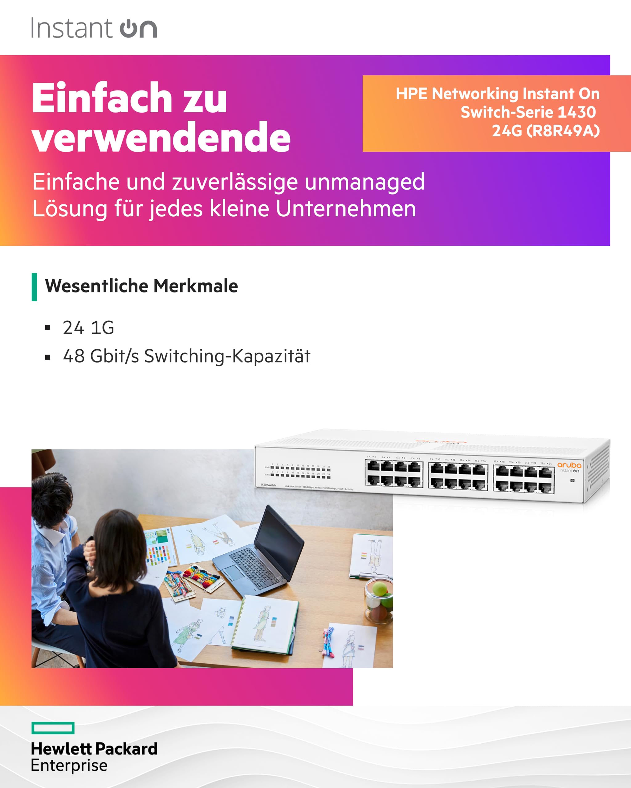 HPE Networking Instant On 1430 24G Switch Commutateur non géré 24 x 10/100/1000 de bureau Montable sur rack fixation murale BTO
