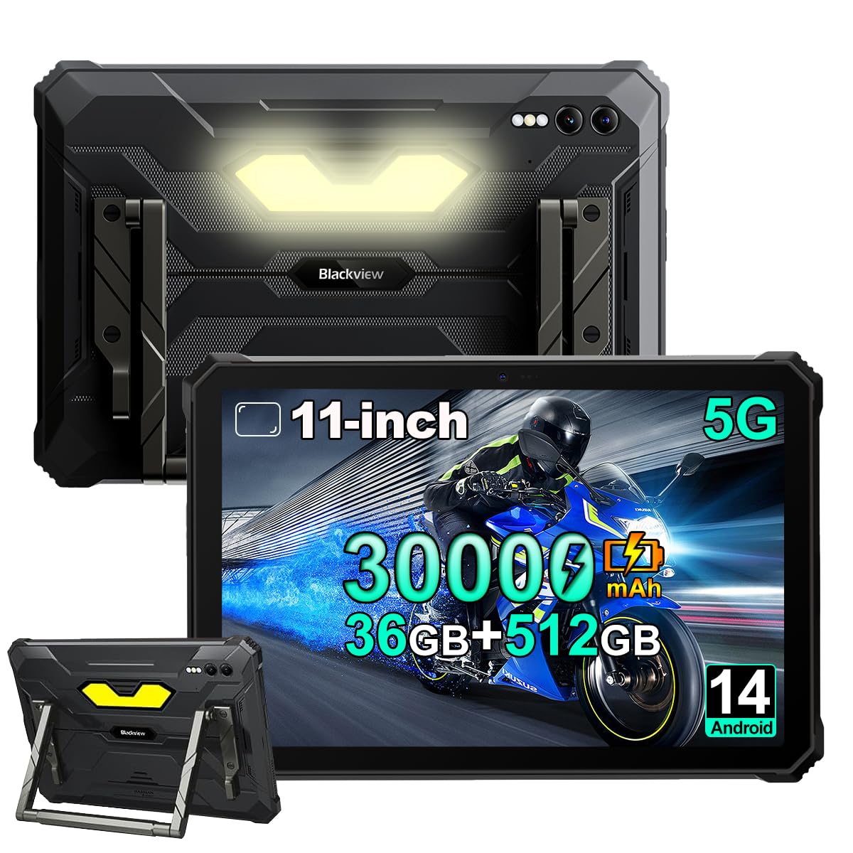 Blackview Active 10 Pro (Tablette Robuste 5G - Ecran 10.95''  - 512 Go, 12 Go RAM - 30 000 mAh) Noir