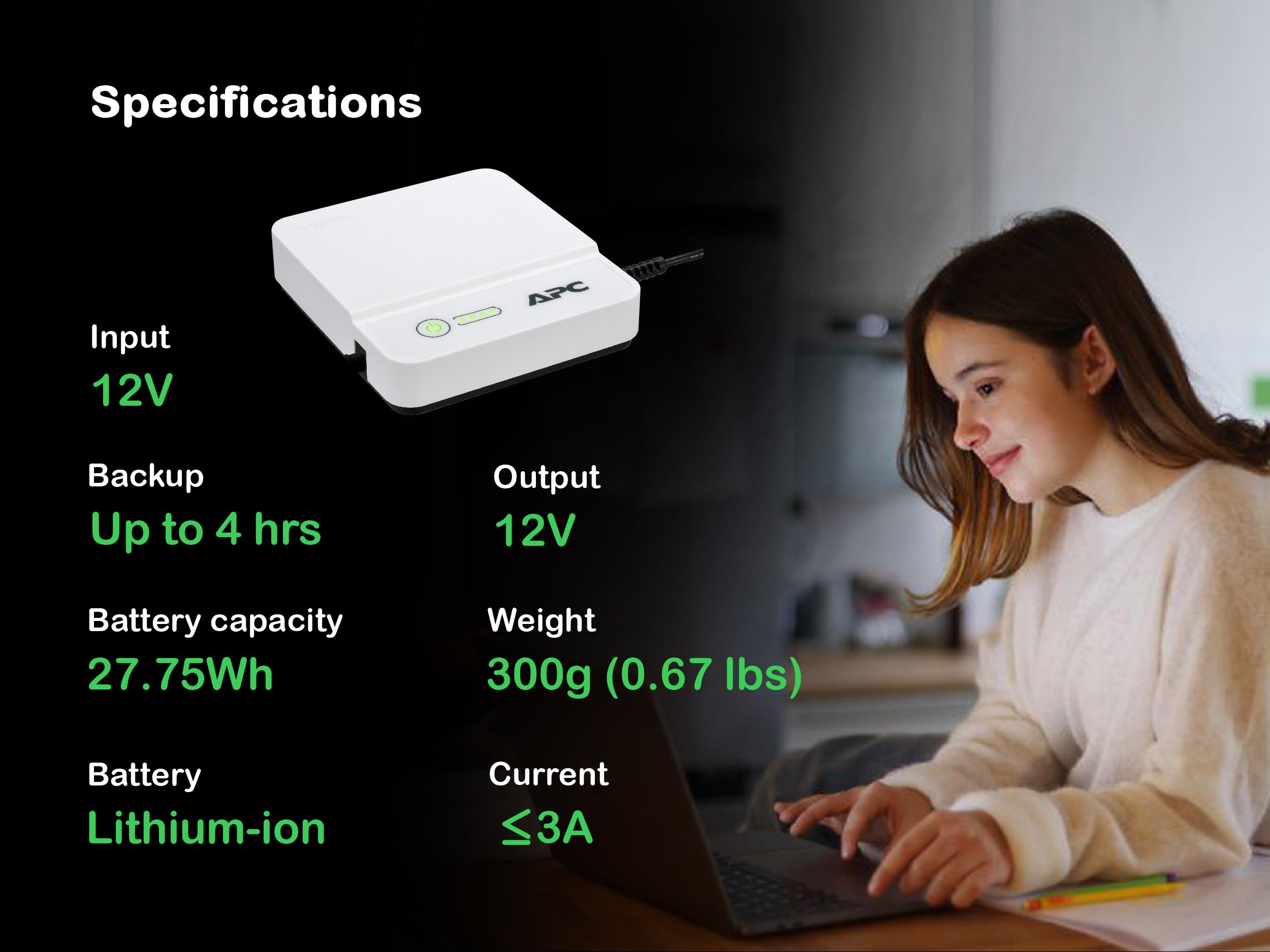 APC Back-UPS Connect UPS 12V 36Watt 27.75 Wh output connectors 1 white