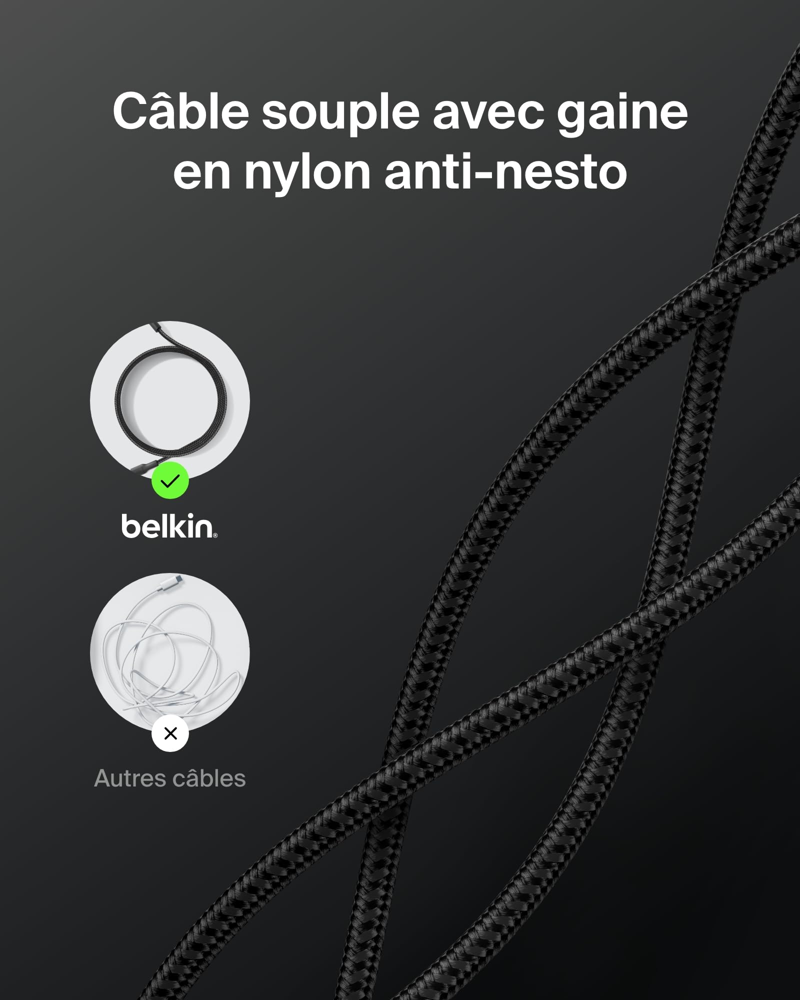 BELKIN USB-C TO USB-C 240W 2.0 BRAIDED PCR 3M BLACK