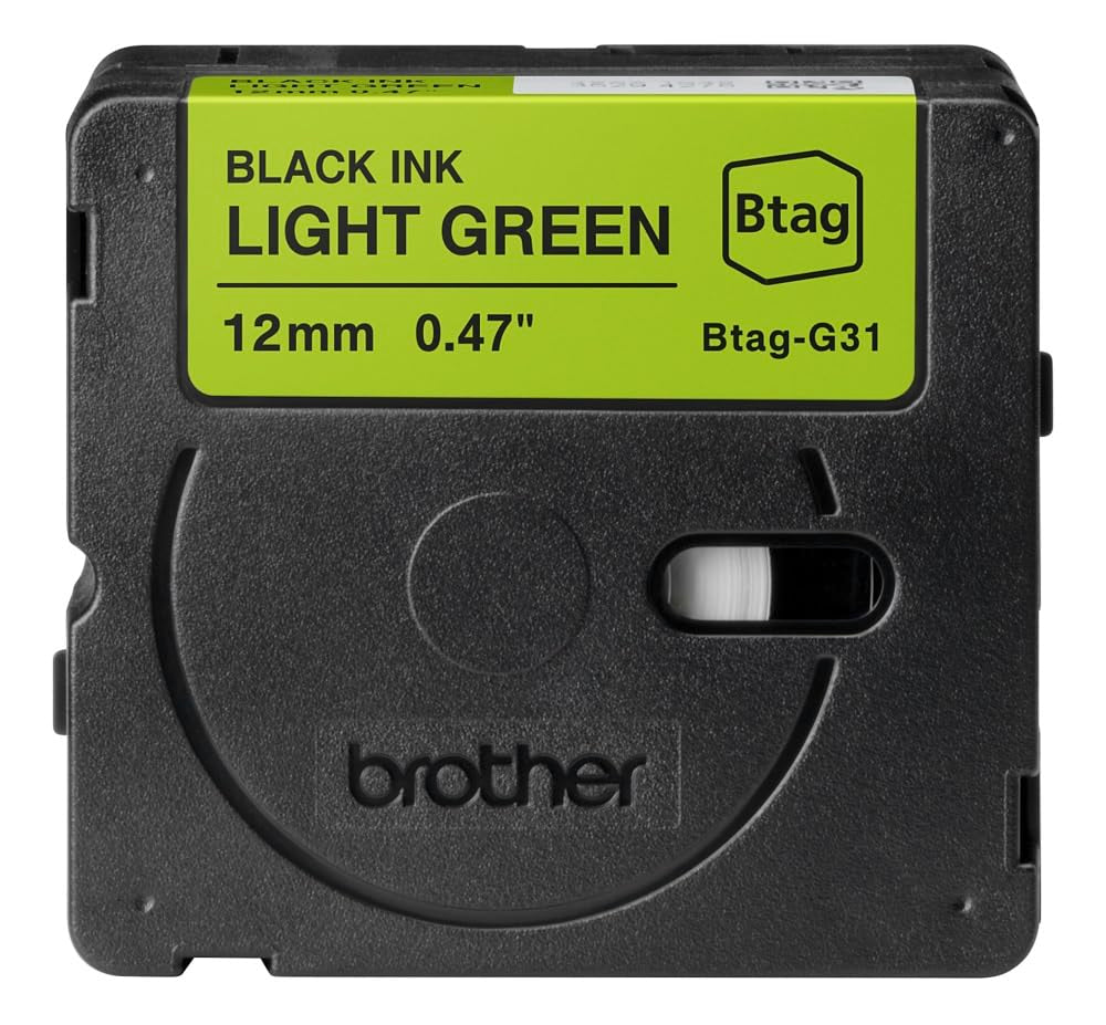 BROTHER 12MM BTAGG31 Tape Black on Light Green