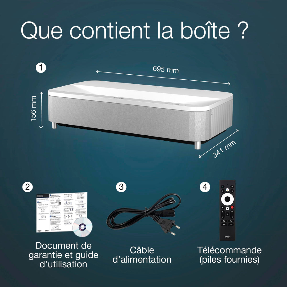 EPSON EH-LS800W Projecteur Laser UST-4K PRO-UHD Home Cinema- 16: 9- 4000 lumens-2 500.000: 1- 3x HDMI - Android TV™ Bluetooth- Blanc