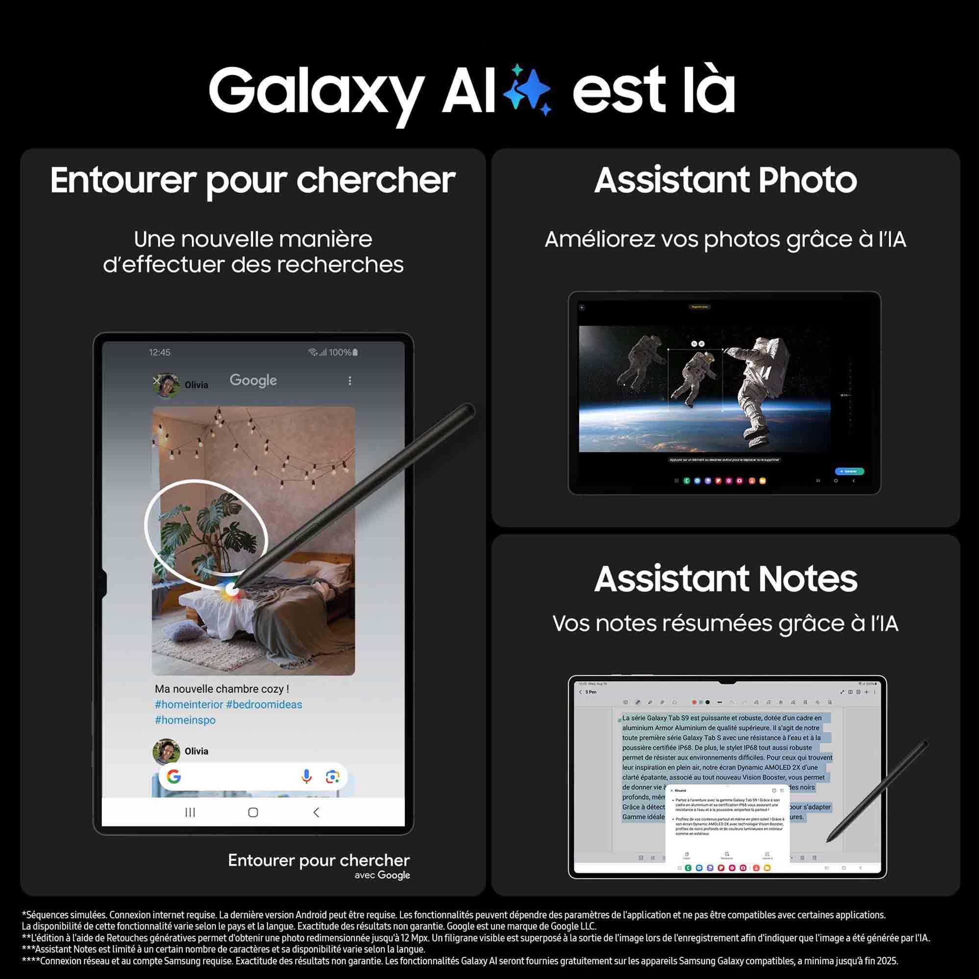 "Samsung Galaxy Tab S9 SM-X710N Snapdragon 128 Go 27,9 cm (11"") 8 Go Wi-Fi 6 (802.11ax) Android 13 Graphite"