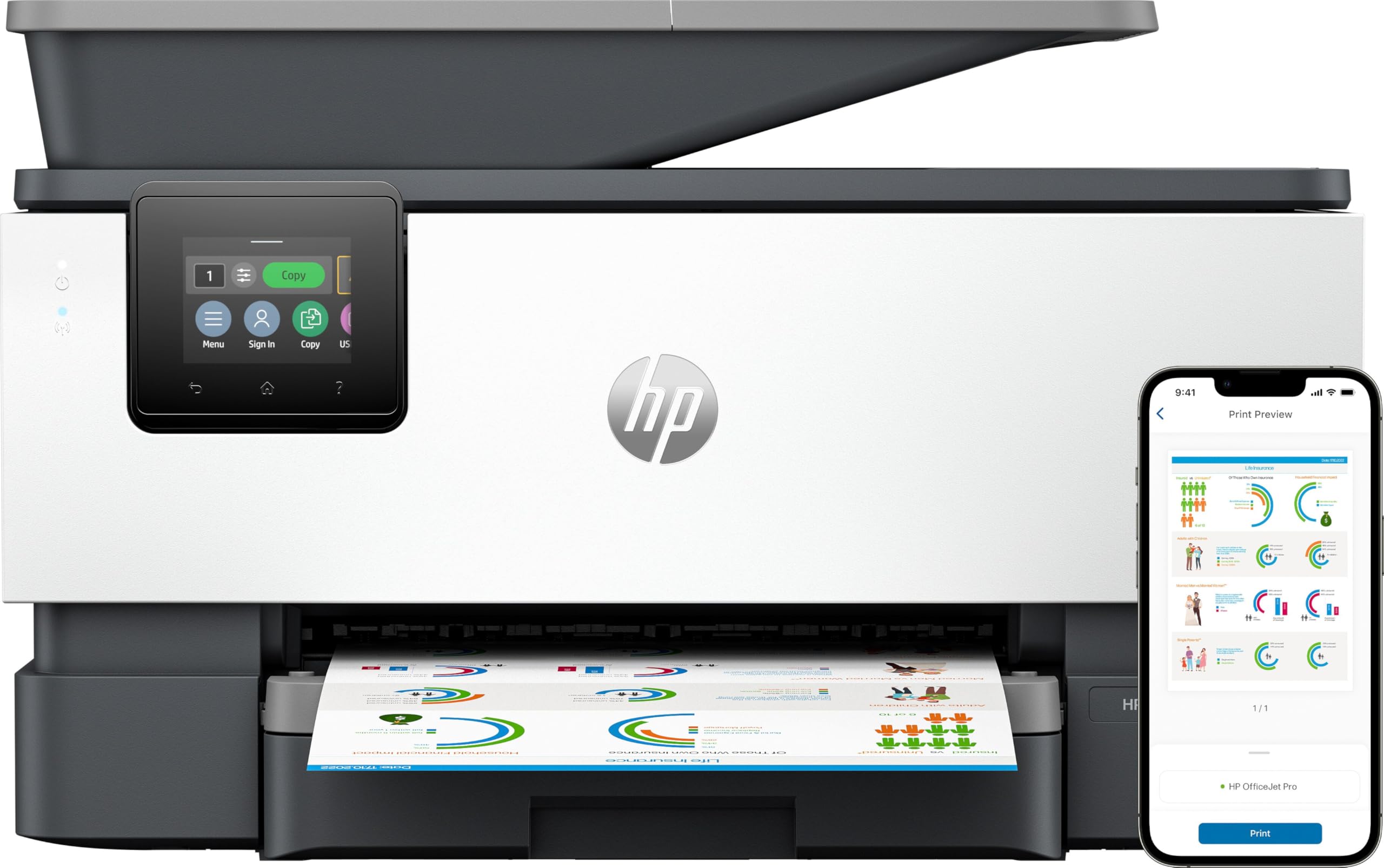 HP Officejet Pro 9120b All-in-One MFP colour ink-jet A4 19ppmcopy 20ppmprint 250 sheets USB 2.0 LAN Wi-Fi USB host