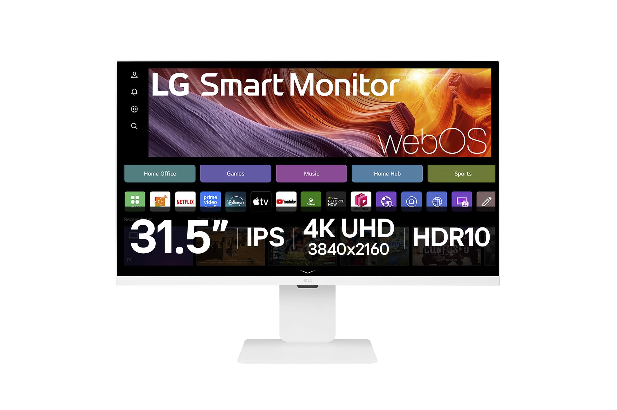 LG 32U850SA-W 31.5p Smart Monitor UHD IPS WebOS 60Hz 5ms 400cd/m2 HDMIx2 USB C PD 90W HUB USB Camera Pivot