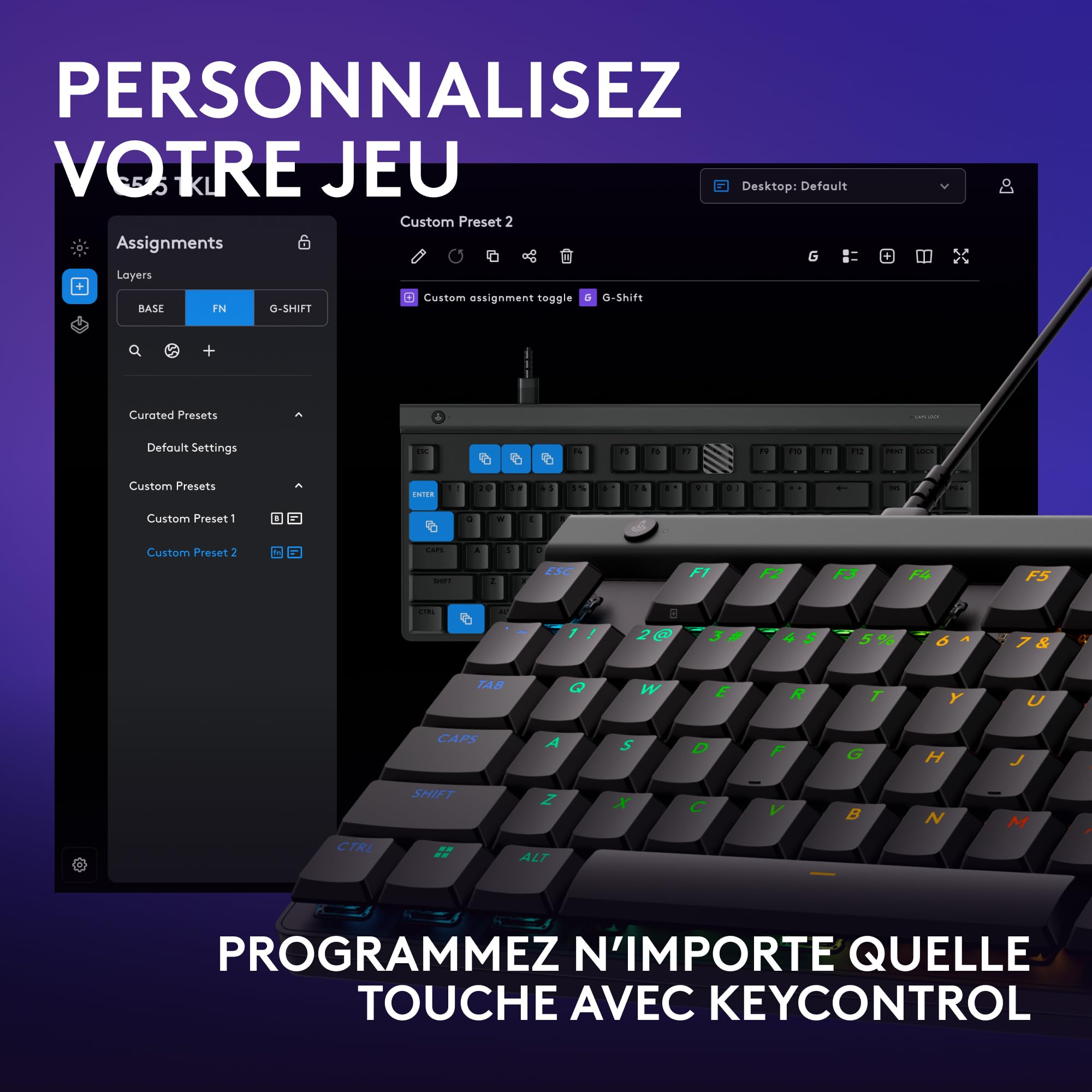 LOGITECH G515 TKL Wired Gaming Keyboard Black (FR)