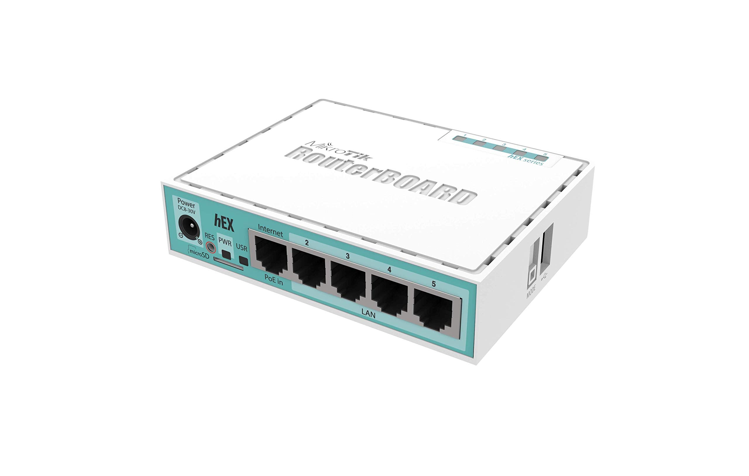 Mikrotik RB750GR3 Routeur connecté Gigabit Ethernet Turquoise, Blanc
