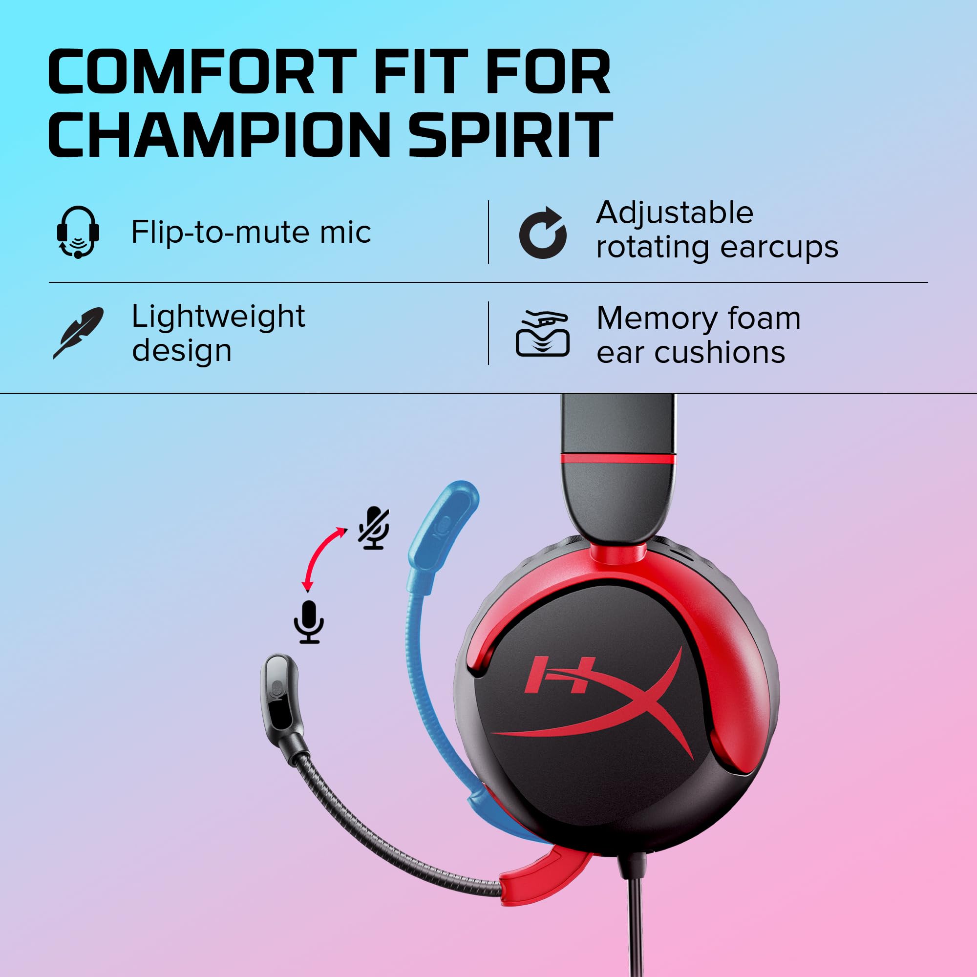 Casque filaire HyperX Cloud Mini avec microphone, minijack 3,5 mm, noir-rouge