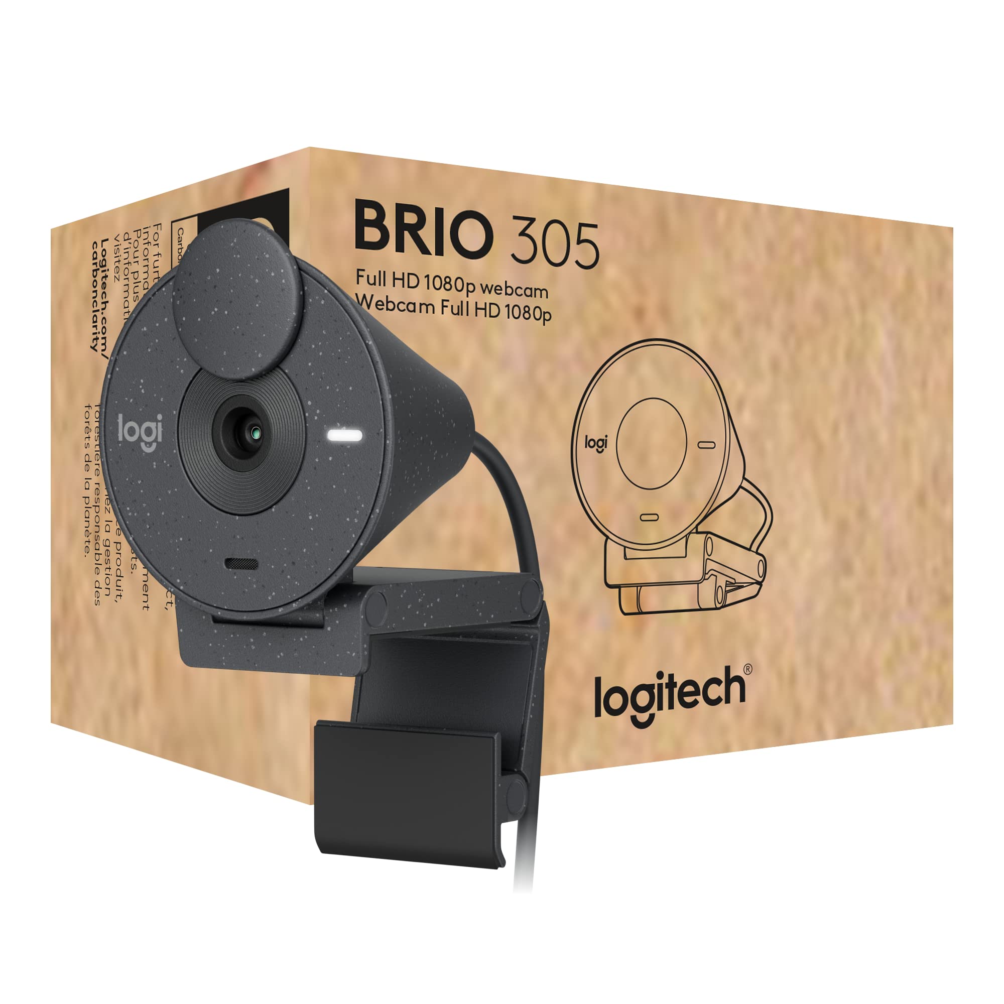 LOGITECH BRIO 305 Webcam colour 2 MP 1920 x 1080 720p 1080p audio USB-C
