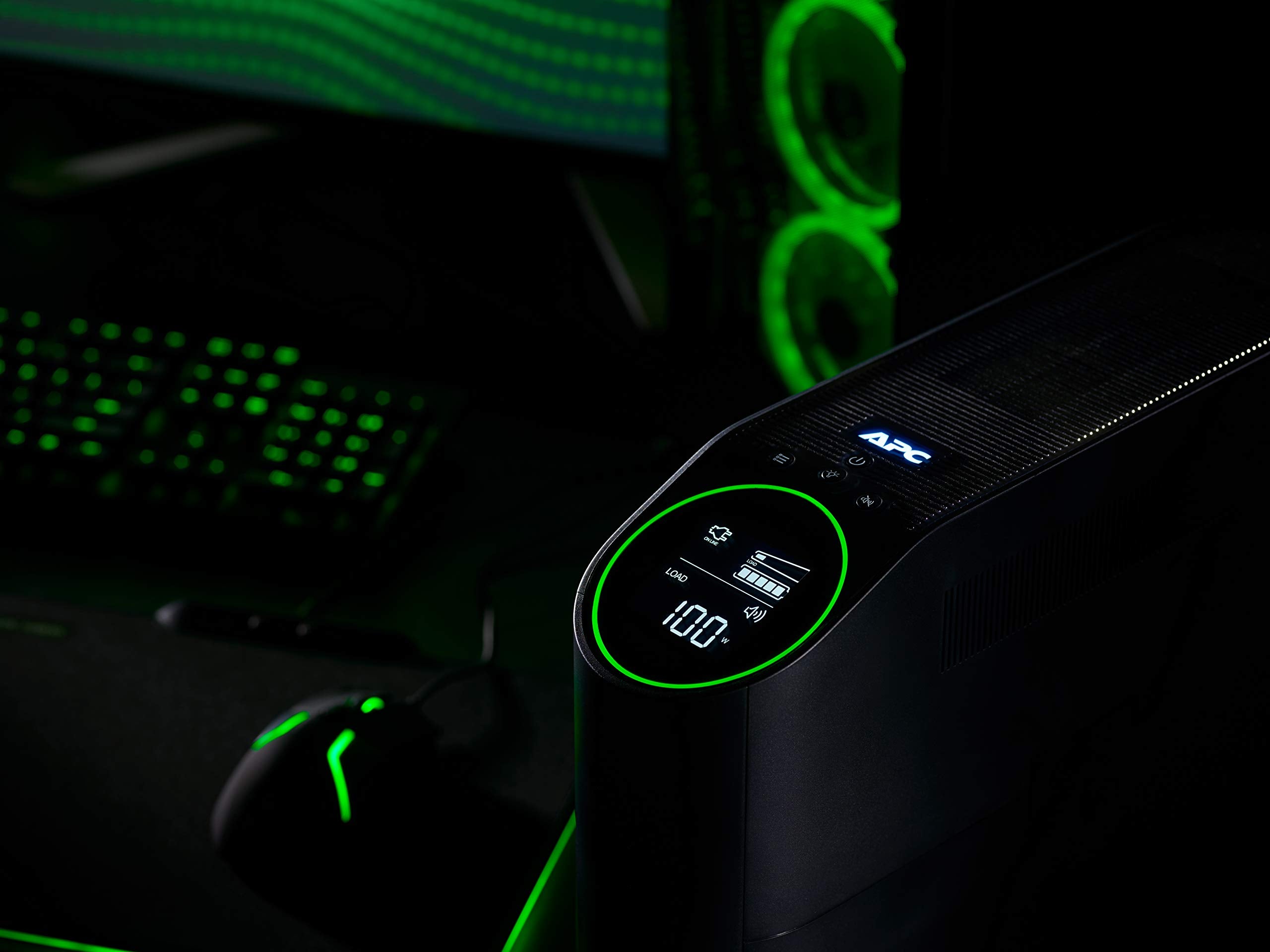 APC Back-UPS Pro UPS tower RGB lights AC 230V 1320Watt 2200VA 1-phase output connectors 6 Black midnight