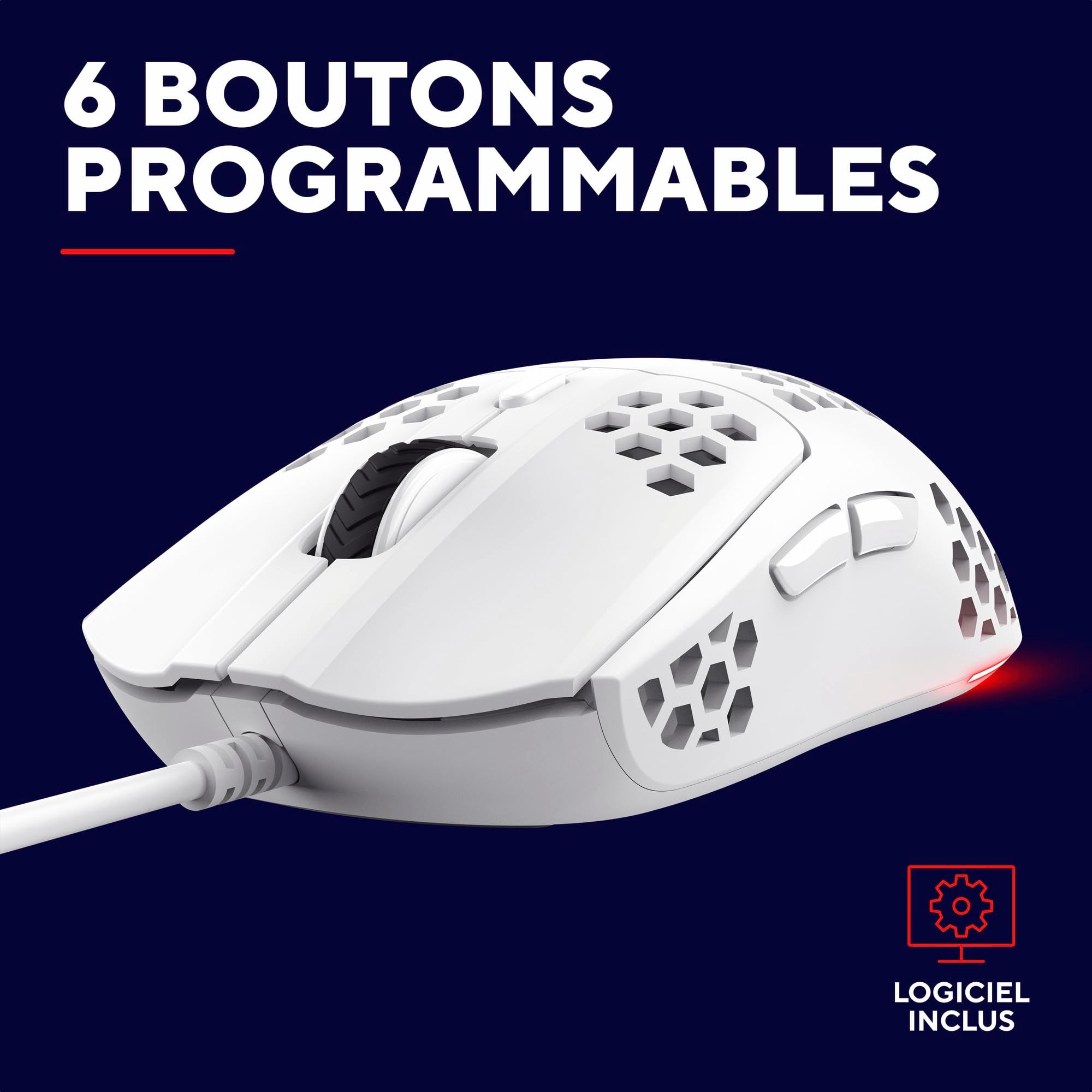 TRUST Souris gaming filaire HELOX ultra légére - Blanche