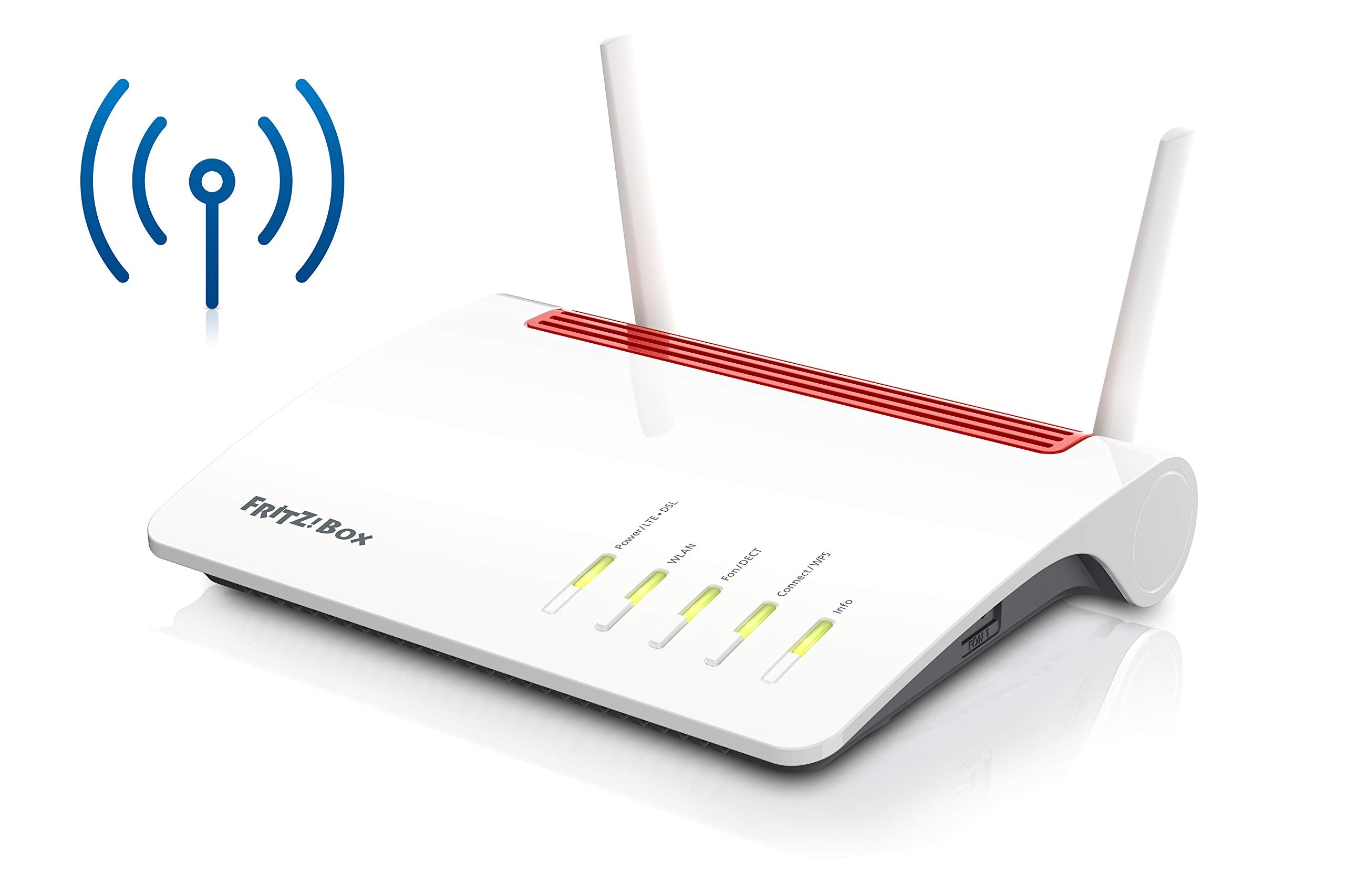 FRITZ!Box Box 6890 LTE routeur sans fil Gigabit Ethernet Bi-bande (2,4 GHz / 5 GHz) 4G Rouge, Blanc