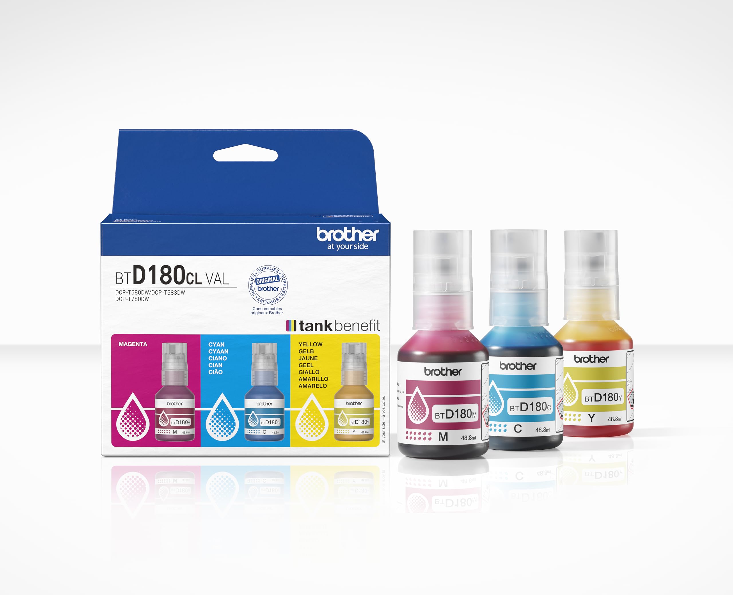 BROTHER CMY value pack ink 3 bottles yield up to 5.000 pages each