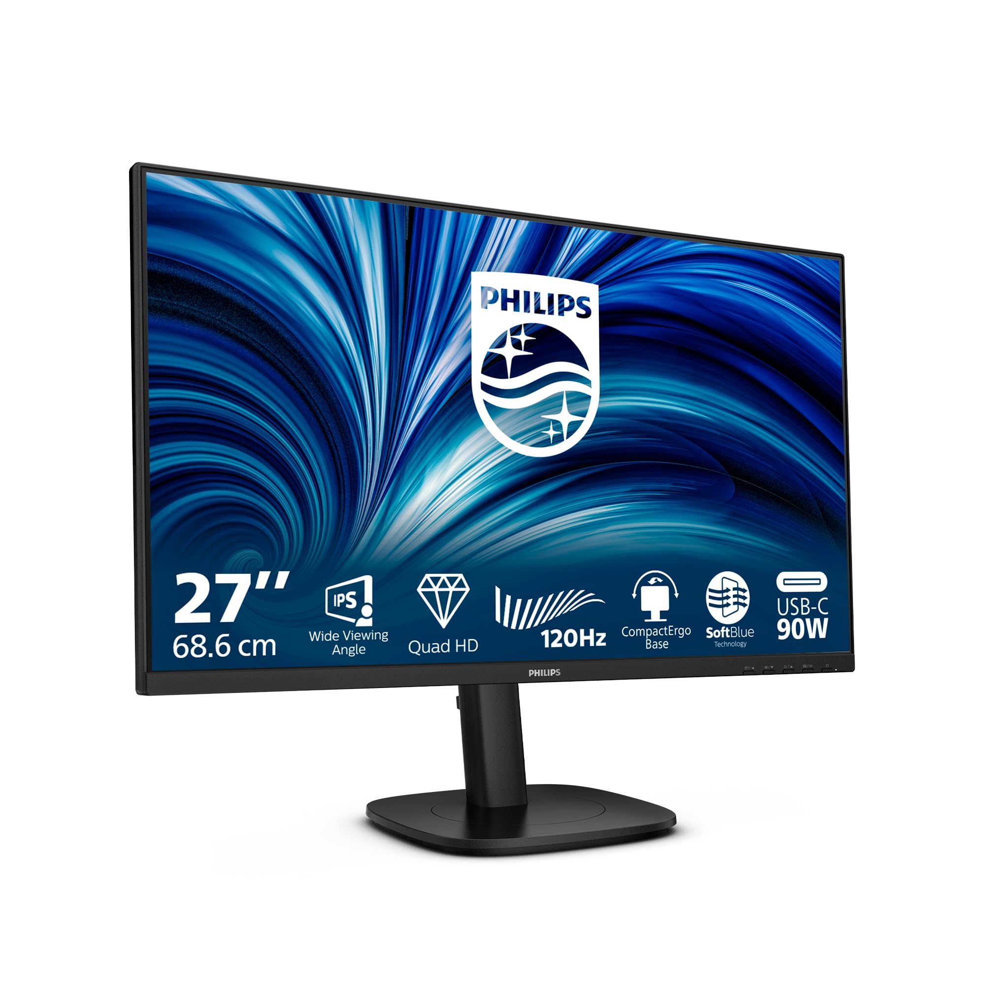 PHILIPS 27B2U3601 - Ã©cran LED - 27" - 2560 x 1440 QHD @ 120 Hz - IPS - 350 cd/mÂ² - 1500:1 - 4 ms - HDMI, DP, USB-C , Haut-parleurs