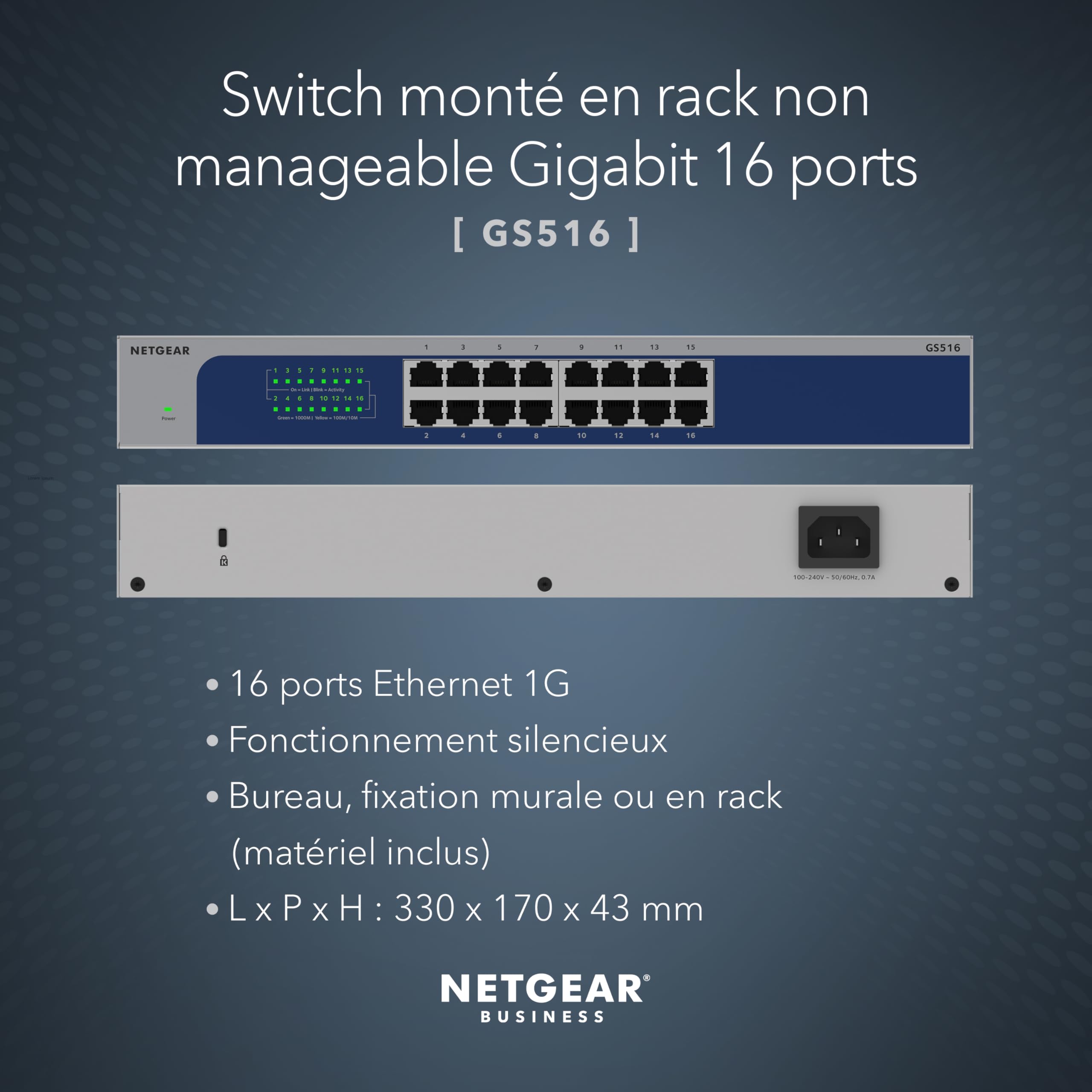 NETGEAR 16PT Gigabit Unmanaged Switch GS516