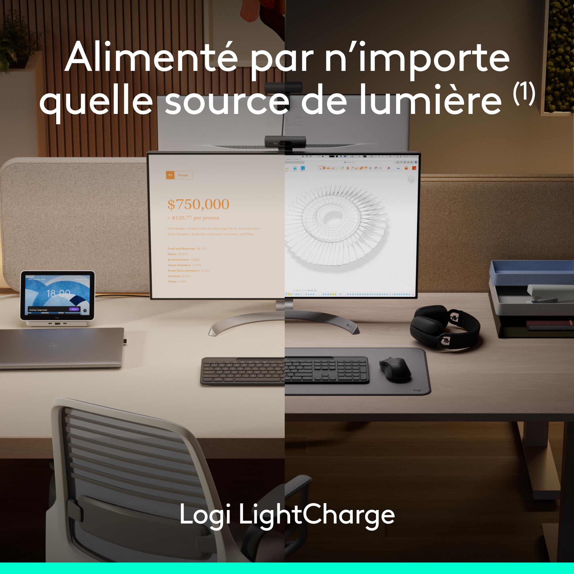 LOGITECH Slim Solar+ for Business - Graphite - (FR)