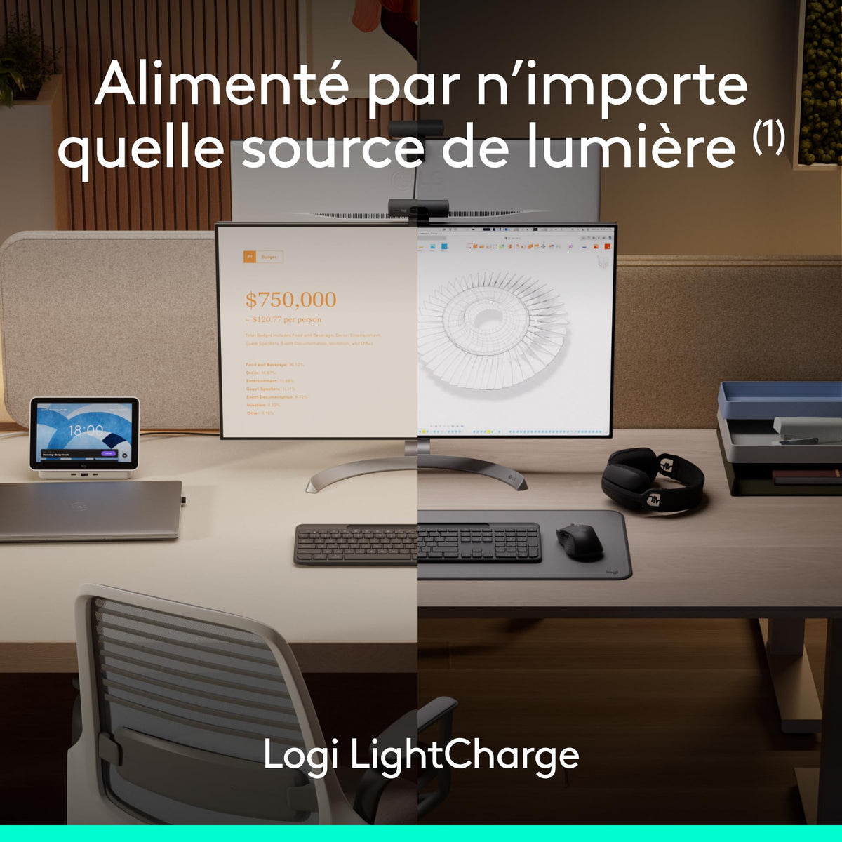 LOGITECH Slim Solar+ for Business - Graphite - (FR)