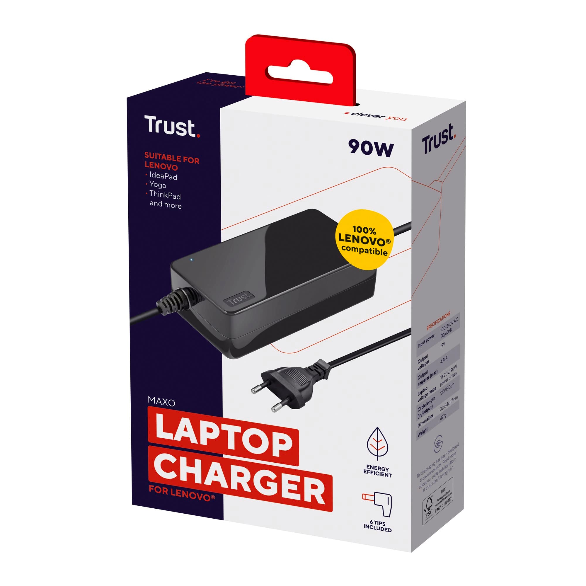 TRUST Alimentation universelle MAXO 90W pour ordinateur portable LENOVO