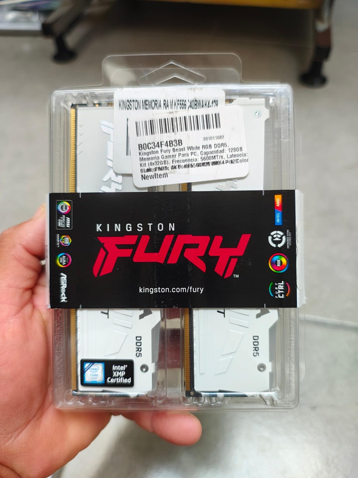 KINGSTON FURY Beast 64Go DIMM 5600MT/s DDR5 CL36 Kit of 2 White RGB EXPO