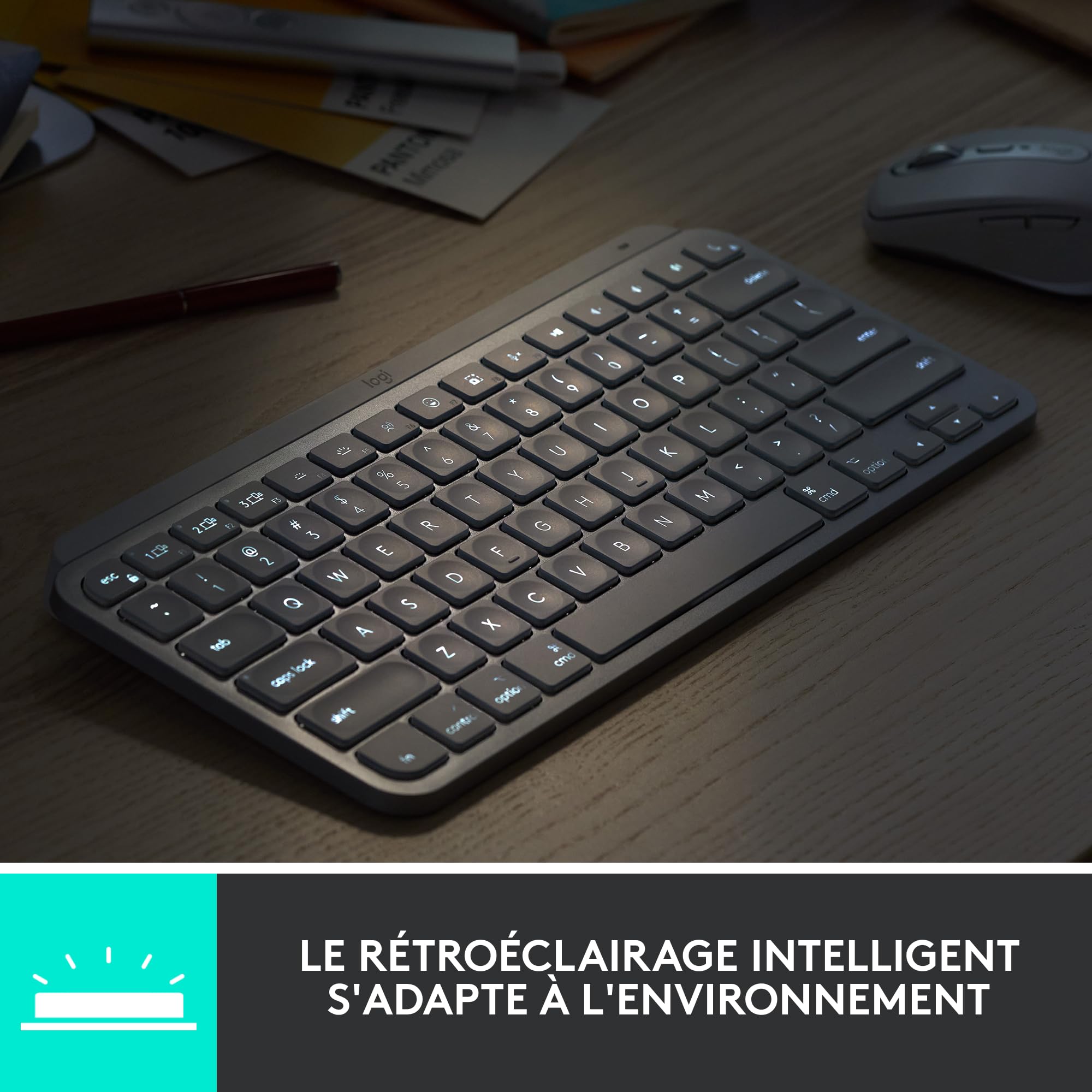 LOGITECH MX Keys Mini Minimalist Wireless Illuminated Keyboard - GRAPHITE - CENTRAL (FR)