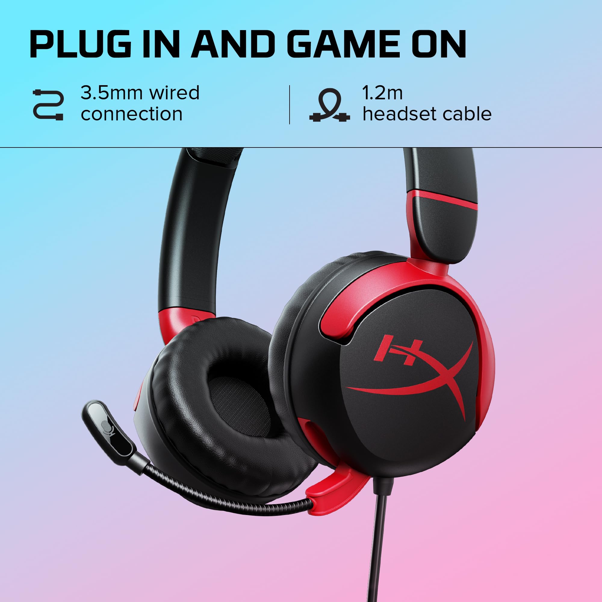 Casque filaire HyperX Cloud Mini avec microphone, minijack 3,5 mm, noir-rouge