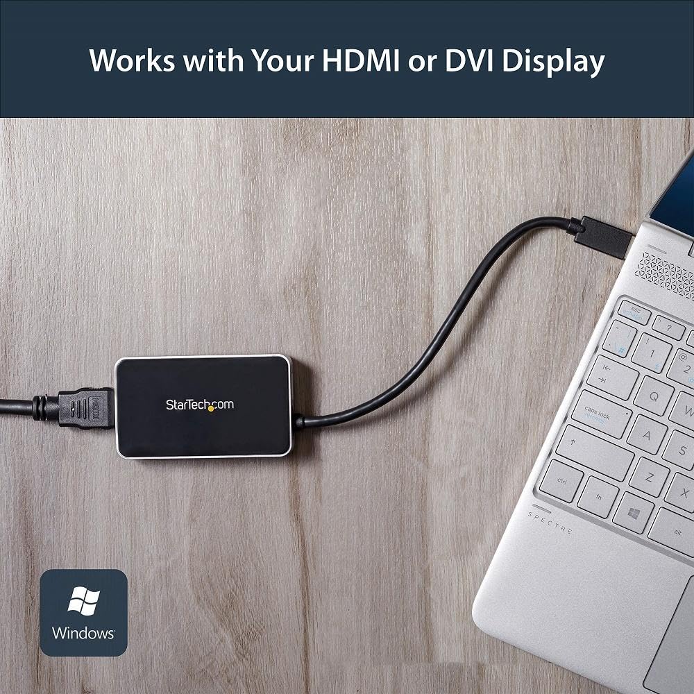 USB 3 to HDMI Adapter w/1-Port USB Hub