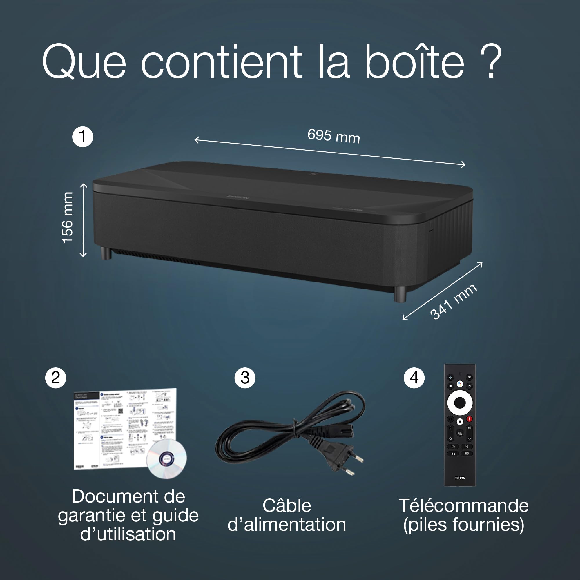 EPSON EH-LS800W Projecteur laser UST - 4K PRO-UHD Home Cinema- 16: 9- 4000 lumens-2 500.000: 1- 3x HDMI- Android TV™ Bluetooth- Noir