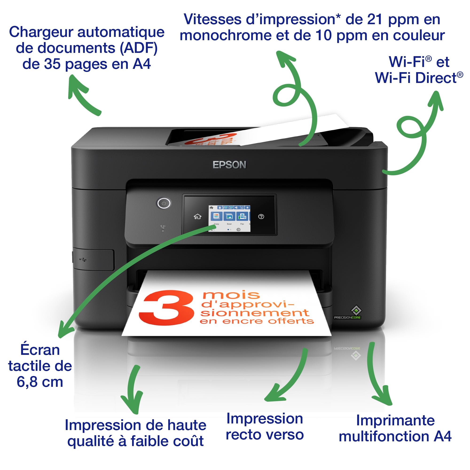 EPSON WorkForce Pro WF-3820DWF MFP colour ink-jet A4 21ppm print 250 sheets USB 2.0 LAN Wi-Fi USB host