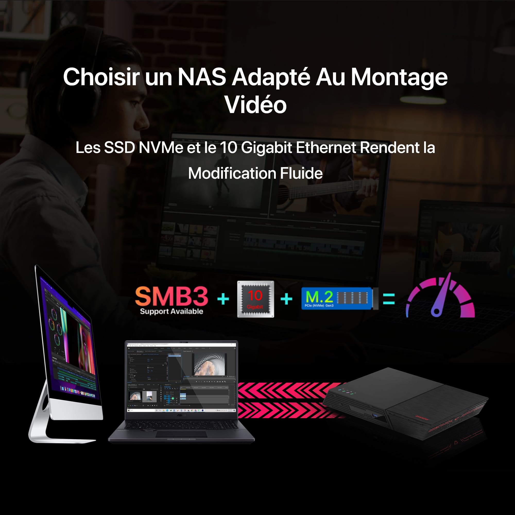 ASUSTOR FLASHSTOR 12 PRO - NAS 12 baies M.2 - Intel Celeron N5105 Quad-Core 2.0 GHz - 4Go - 10 GbE - USB - Garantie 3 ans