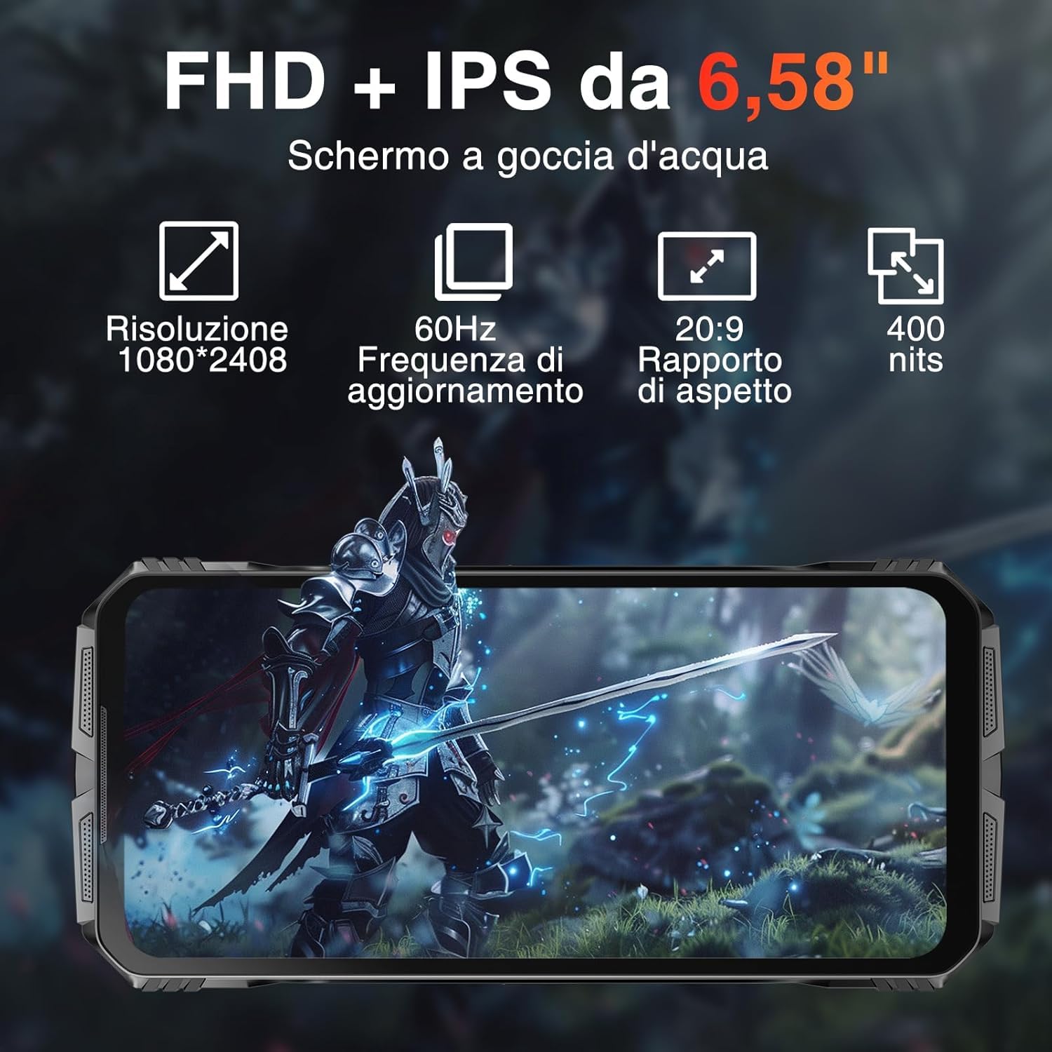 Doogee S Cyber (NFC - 6.58'' - 256 Go, 8 Go RAM - 10 800 mAh) Argent