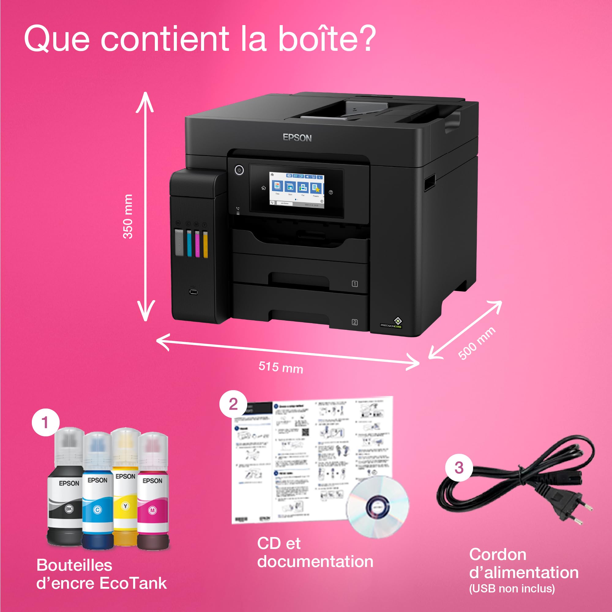 EPSON EcoTank ET-5805 MFP colour inkjet ITS A4 25ppm Print 550sheets USB LAN Wi-Fi Black