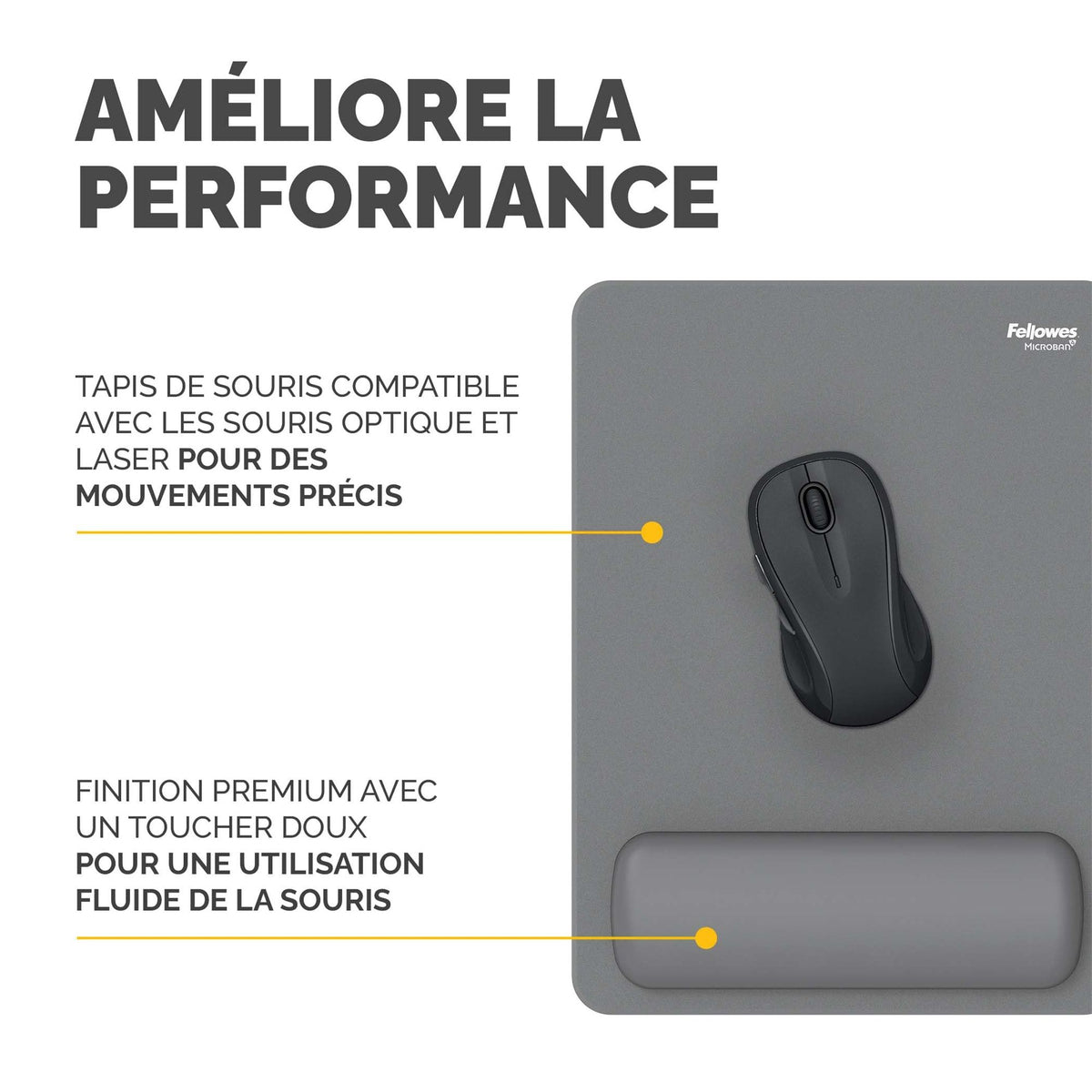 FELLOWES Tapis souris repose-poignets XL Breyta Gris